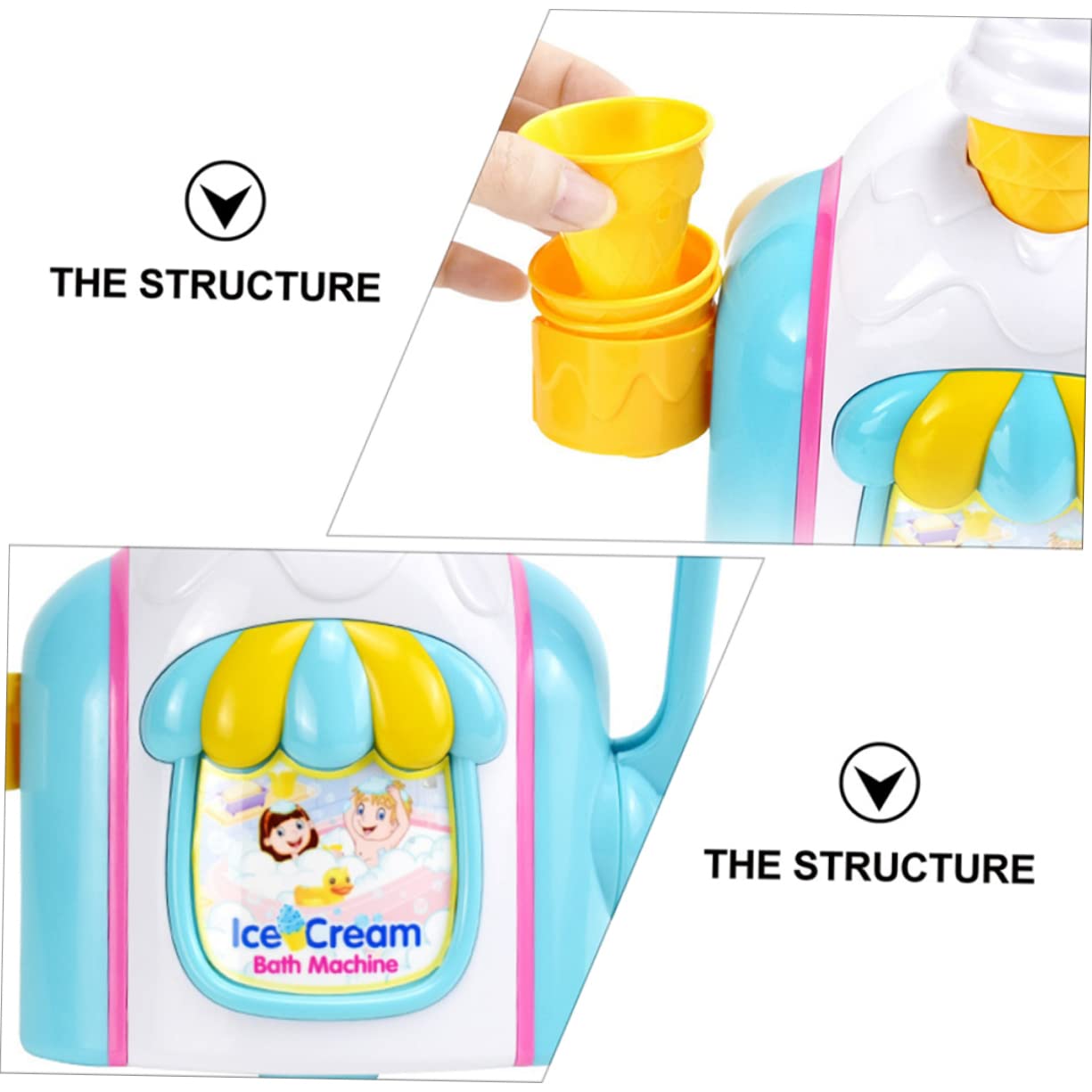 FOYTOKI 3 Sets Ice Cream Bubble Machine Toy - Foam Maker for Kids Bath, Sensory Play & Summer Fun - Bubble Blower for Pool Party, Outdoor Activities & Toddler Bath Time