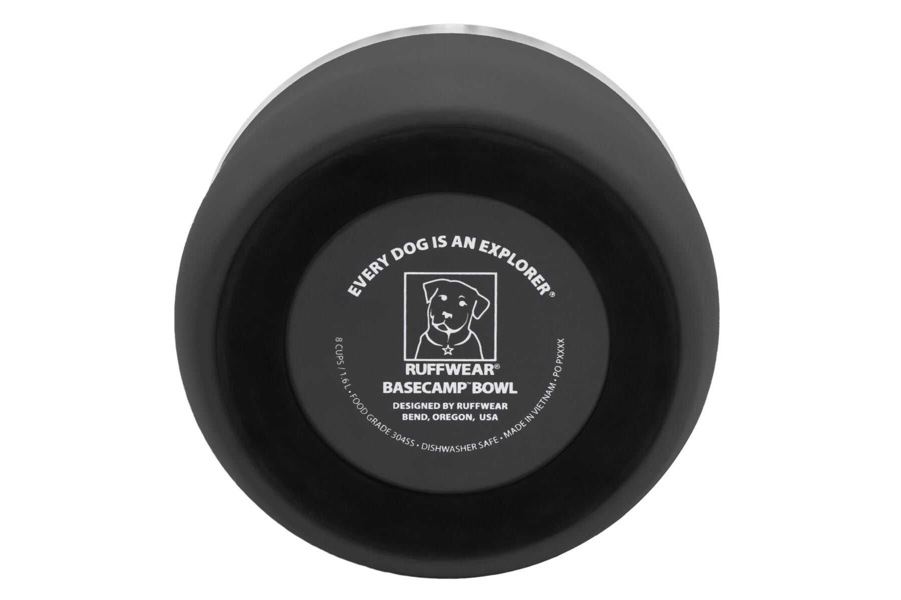 Ruffwear Basecamp™ Stainless Steel Dog Bowl - Basalt Gray | Durable & Non-Slip Pet Food Dish for Camping, Hiking & Outdoor Adventures