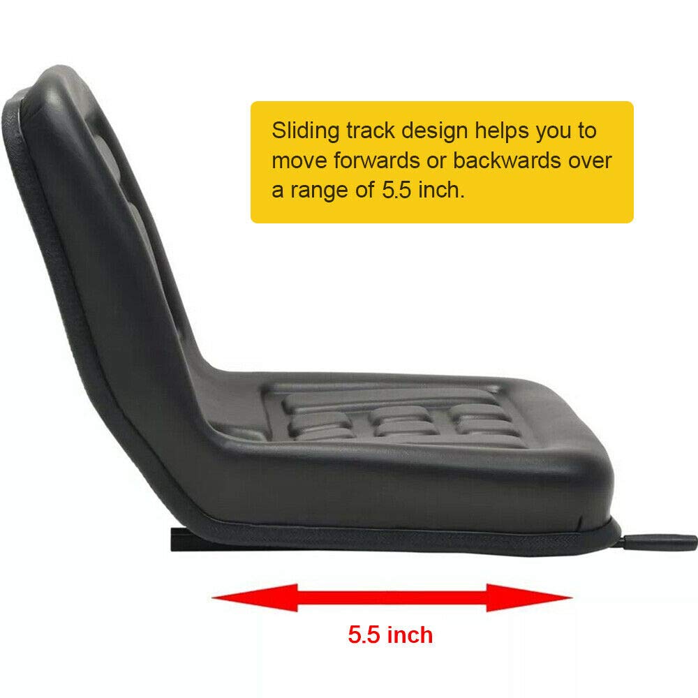 Universal Tractor Seat Replacement with Drain Hole & 5.5'' Sliding Tracks - Compatible with Tractors, Dumpers, Forklifts, Mowers & Diggers - Ideal for Farming, Construction & Landscaping Equipment