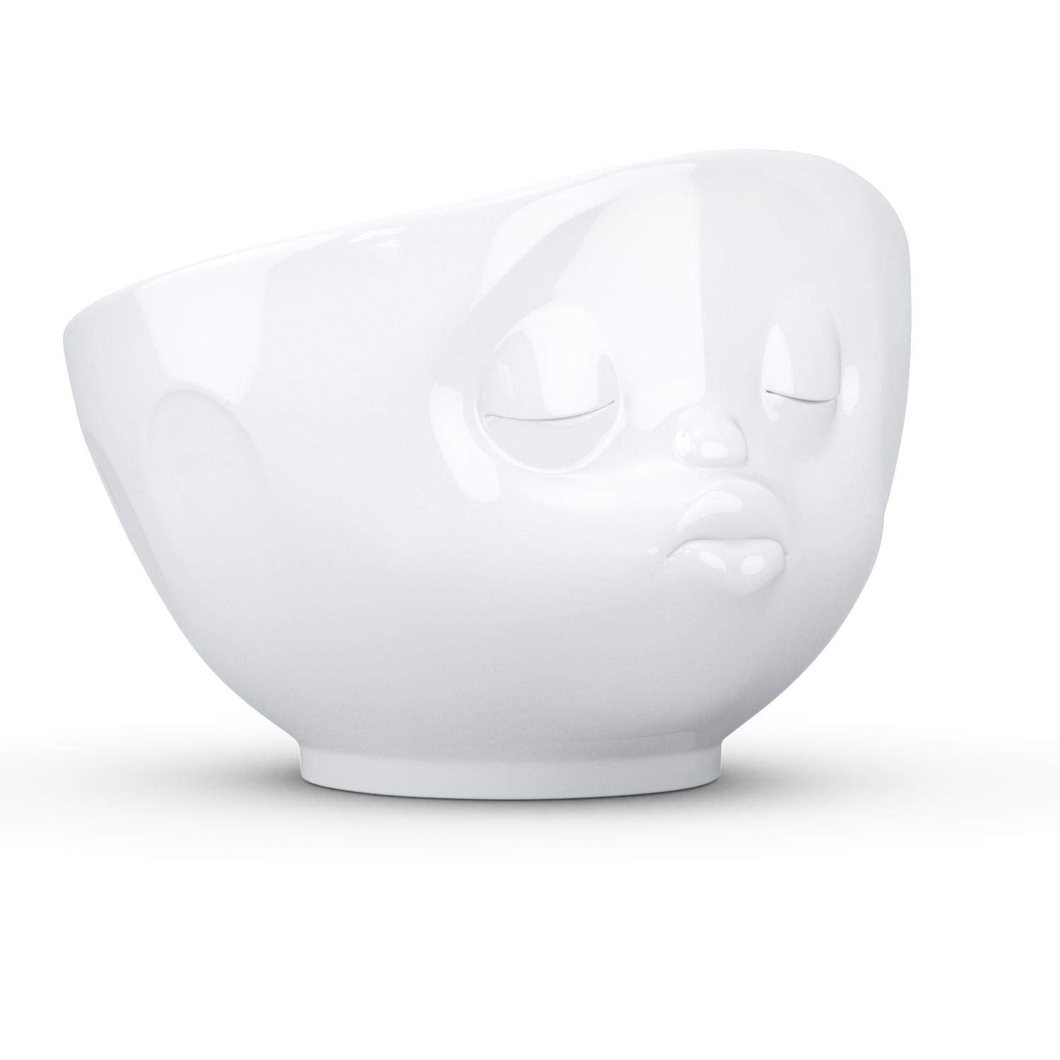 FIFTYEIGHT PRODUCTS Porcelain Cereal Bowl - 16oz White Kissing Face Design Soup Bowl for Breakfast, Cereal & Dessert | Elegant Dining & Gift Idea for Home Kitchen
