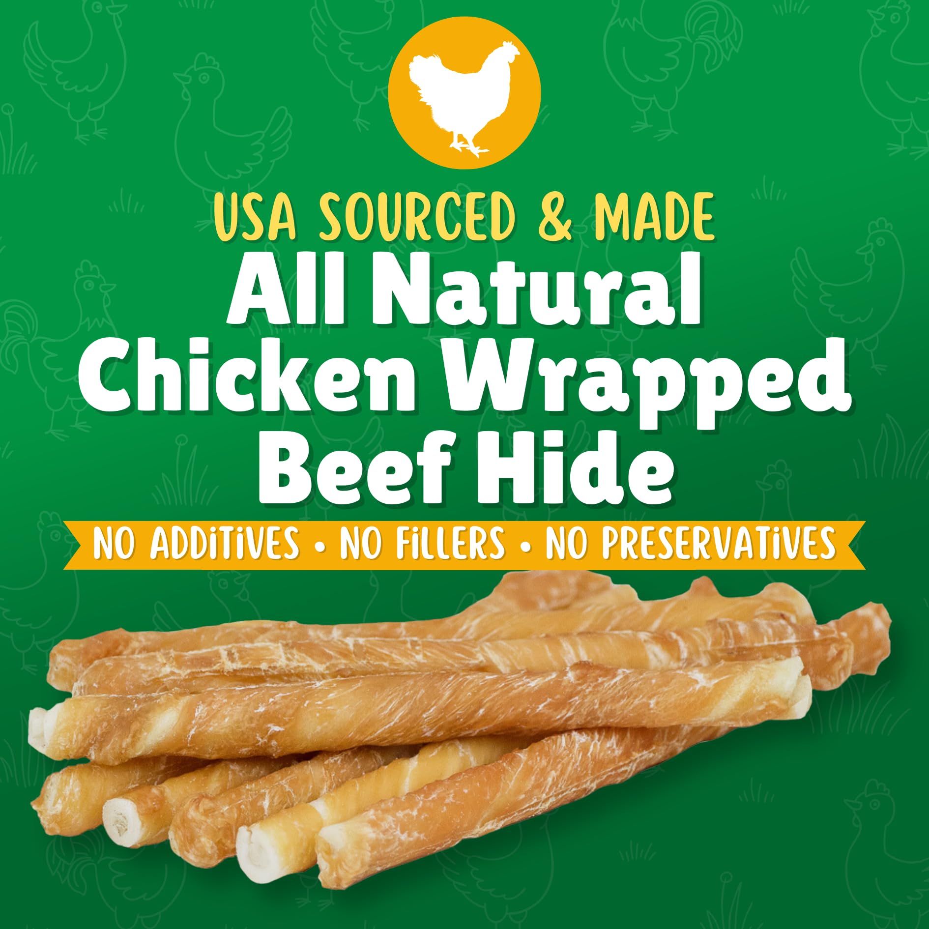 Natural Chicken Wrapped Rawhide Dog Chews - 120 Count Long-Lasting Dog Treats for Small Breeds | Made in USA with Premium Beef & Chicken Hide | Perfect for Training, Teething & Dental Health
