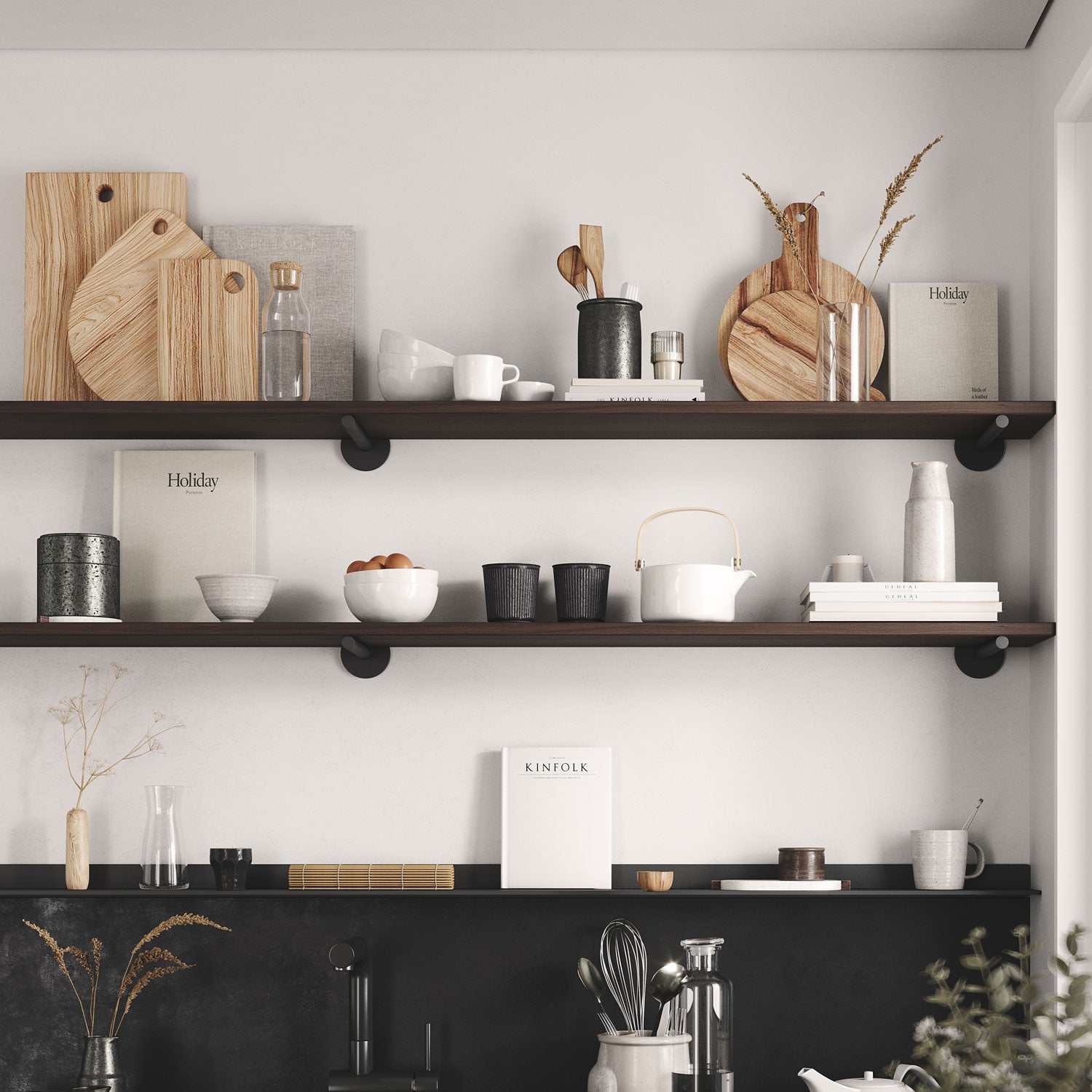 Roderick Solid Walnut Floating Wall Shelf - Handcrafted Rustic Wood Shelf for Living Room, Bedroom, Bathroom Decor - Perfect for Displaying Books, Plants, and Home Decor