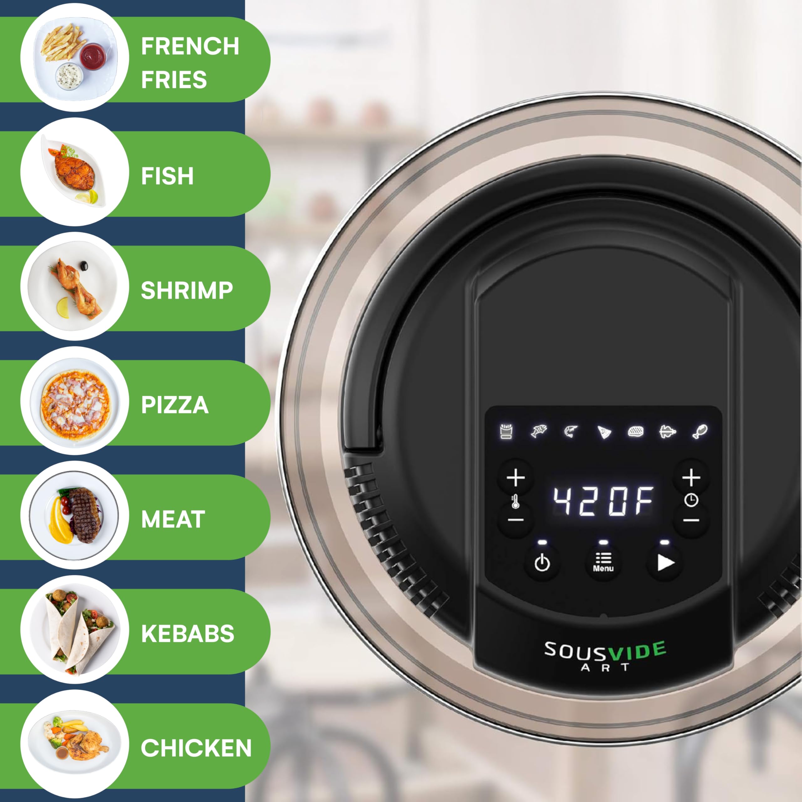 **Air Fryer Lid for 6 Qt & 8 Qt Pressure Cookers - Glass Lid with Accessories Kit (Basket, Rack, Cookbook) - Perfect for Healthy Frying, Roasting & Baking at Home**