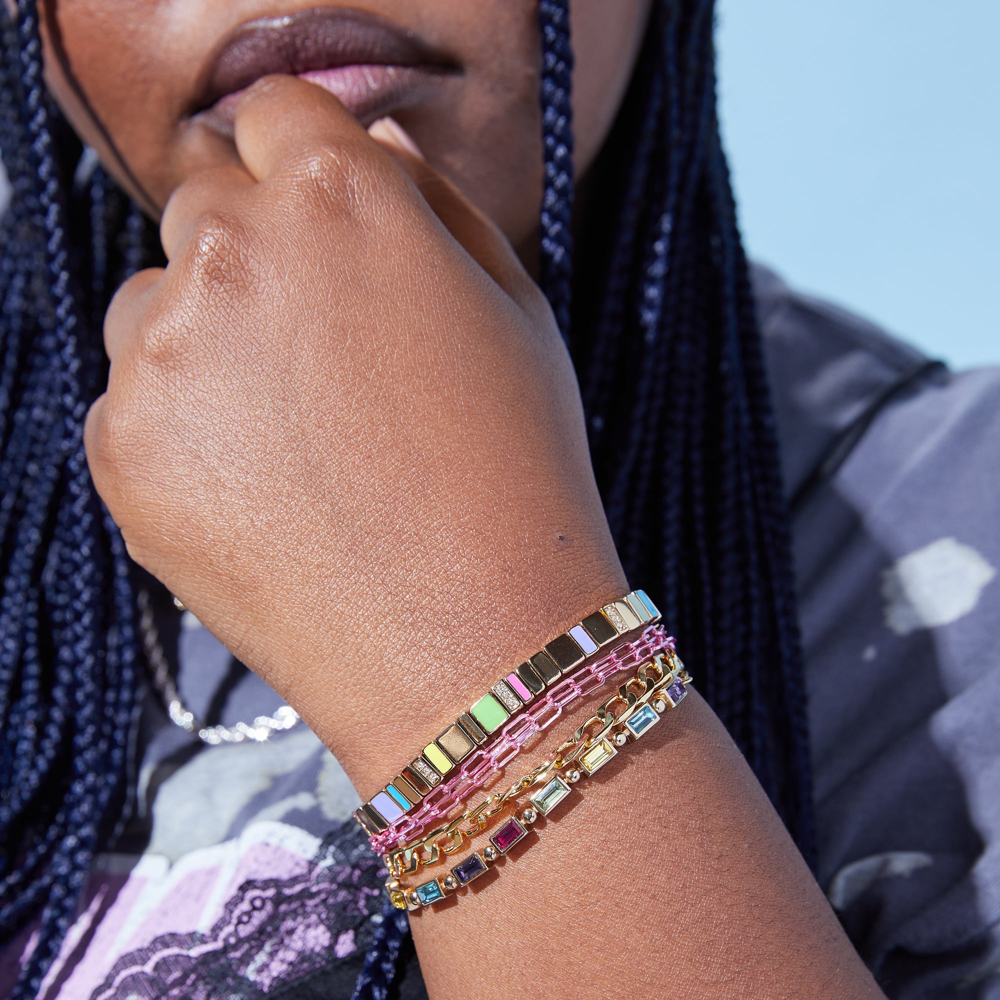 Vibrant Crystal Bolo Bracelet for Women - Adjustable Beaded Stretch Cuff with Sparkling Gemstones | Perfect for Parties, Weddings & Everyday Fashion Accessories