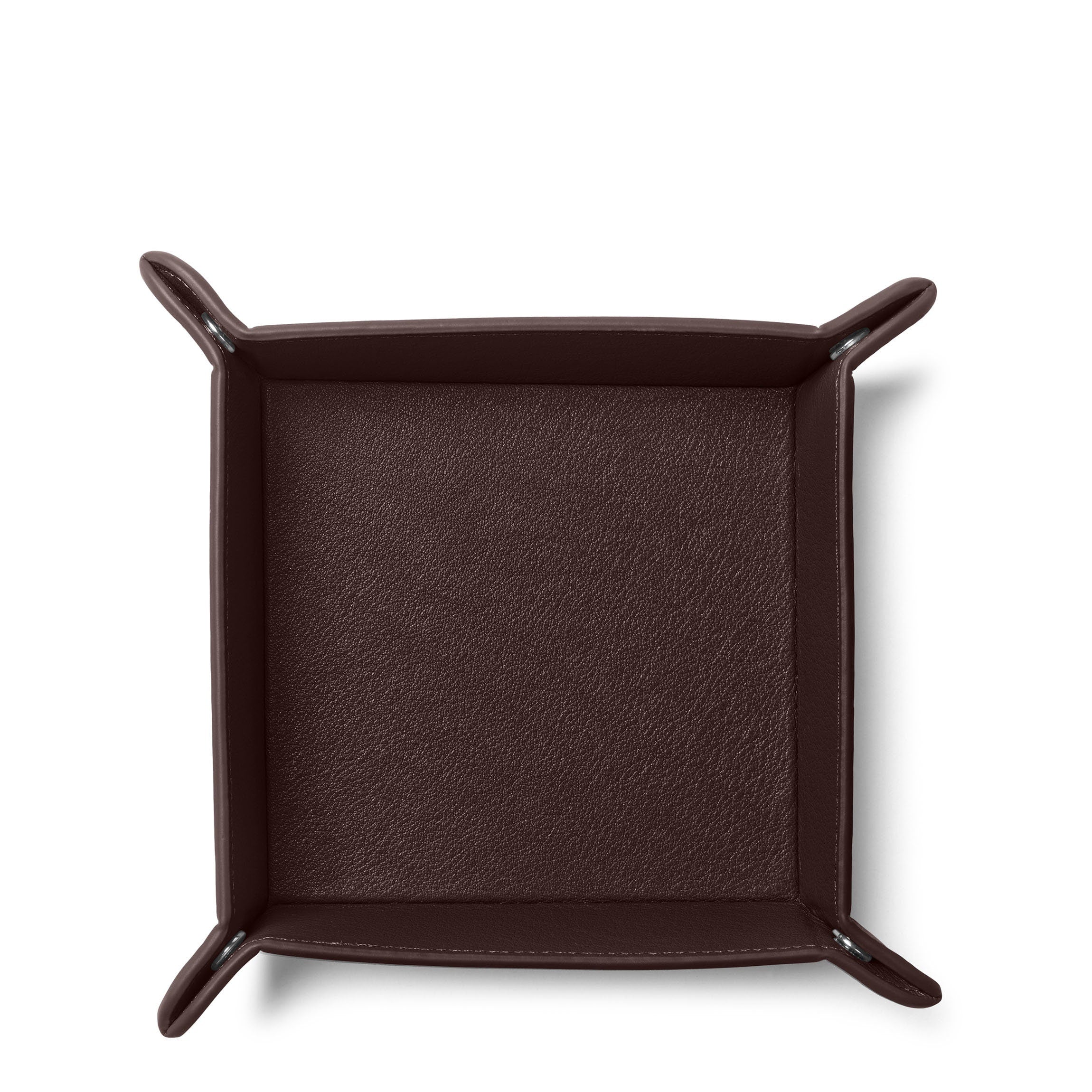 Premium Square Valet Tray - Brown Leather Organizer for Keys, Wallet & Jewelry | Stylish Entryway Decor for Home & Office