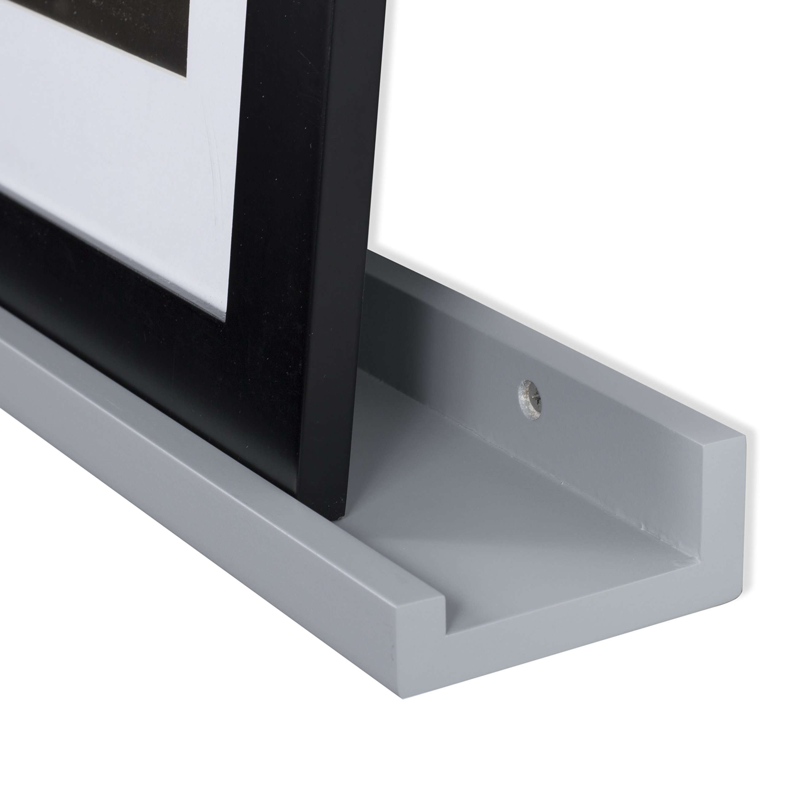Wallniture Denver Floating Bookshelves Set of 4 - Modern Wall Mounted Shelves for Kids Room, Nursery Decor & Photo Display - Gray Wooden Picture Ledge - Perfect for Books, Toys, Picture Frames and Home Organization