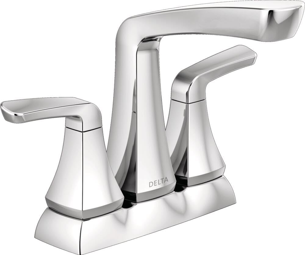 Delta Faucet Vesna Centerset Bathroom Faucet Chrome - 2-Handle Bathroom Sink Faucet with Drain Assembly & Worry-Free Drain Catch - Model 25789LF - Perfect for Modern Bathrooms, Guest Baths & Powder Rooms