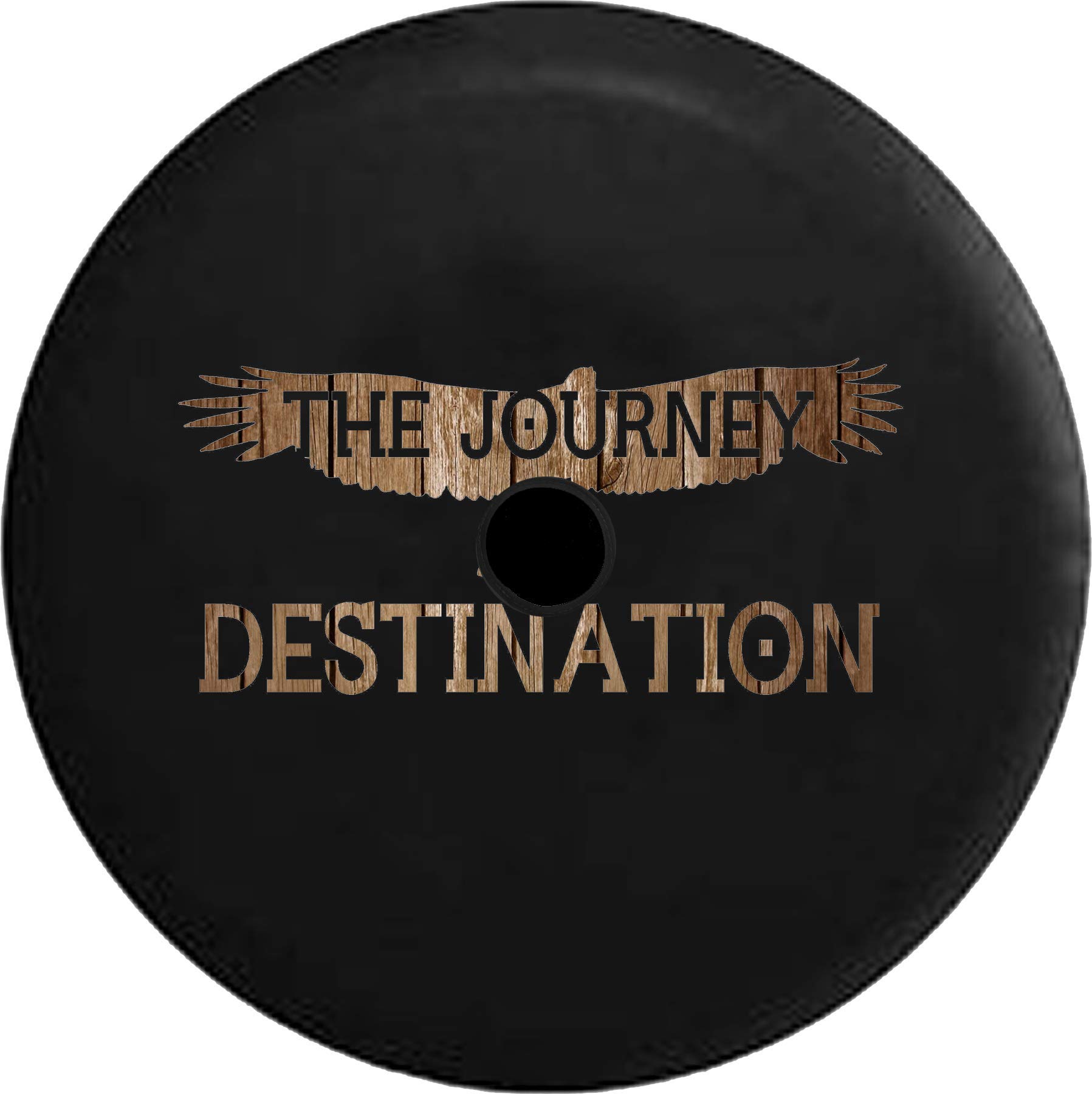 JL Spare Tire Cover - Distressed Wood Eagle Design with Backup Camera Hole - 33 Inch Black Spare Wheel Cover for Jeep, Truck & SUV - Perfect for Off-Road Adventures & Camping Trips