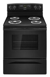 Amana ACR4303MFB 30 Inch Black Electric Range with Bake Assist - Perfect for Home Kitchens & Baking Enthusiasts