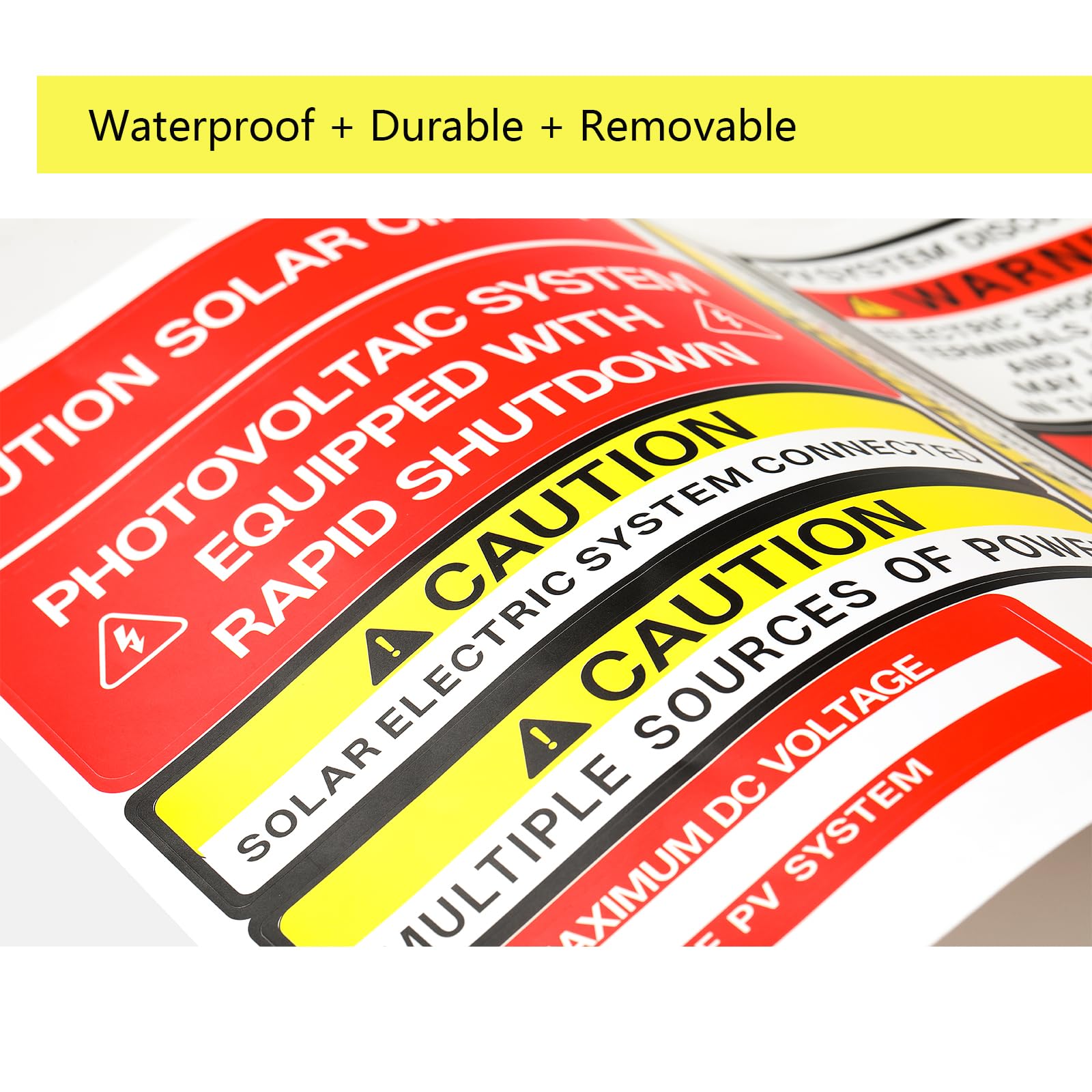 2020 & 2017 Code Compliant Photovoltaic Solar System Installer Label Kit - Electrical Panel Safety Stickers & PV Power Source Warning Set (5 Sets of 48 Pack) - Durable Outdoor Solar Circuit Caution Labels for Solar Panel Installation & Maintenance