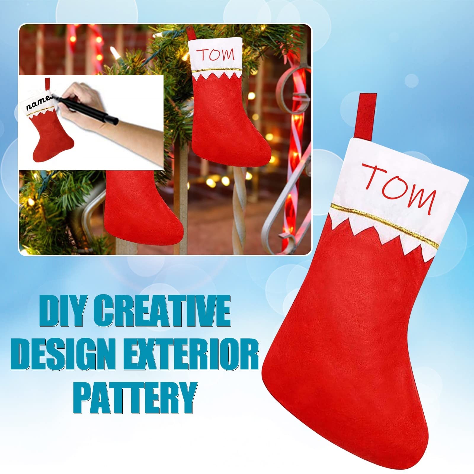 Wittocs 12 Pack Red Felt Christmas Stockings Bulk - Holiday Decorations for Fireplace Mantel, Tree Decor, Gift Giving & Festive Home Decor