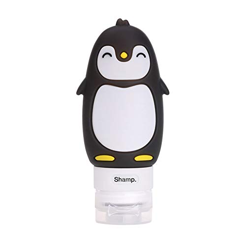 **Refillable Silicone Squeeze Bottle for Travel - Portable Penguin-Shaped Dispenser for Shampoo, Lotion & Cosmetics (Black) | Ideal for Toiletries, Gym, Camping & Air Travel**