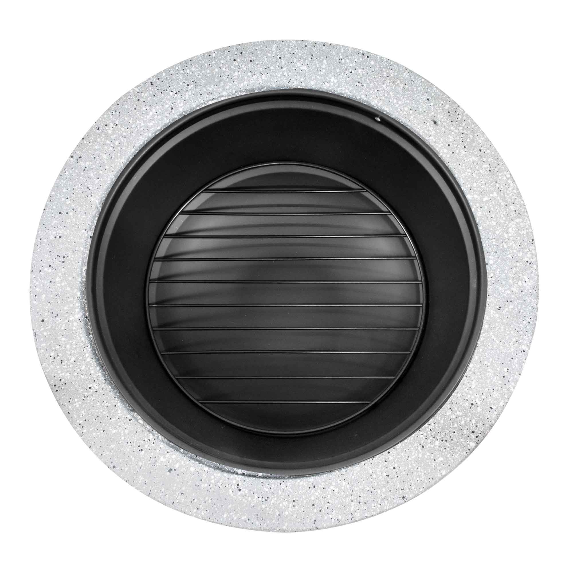 Round MgO Fire Pit with BBQ Grill, 75cm Diameter, Safety Mesh Screen, Light Grey - Perfect for Backyard Camping, Patio Gatherings & Outdoor Cooking