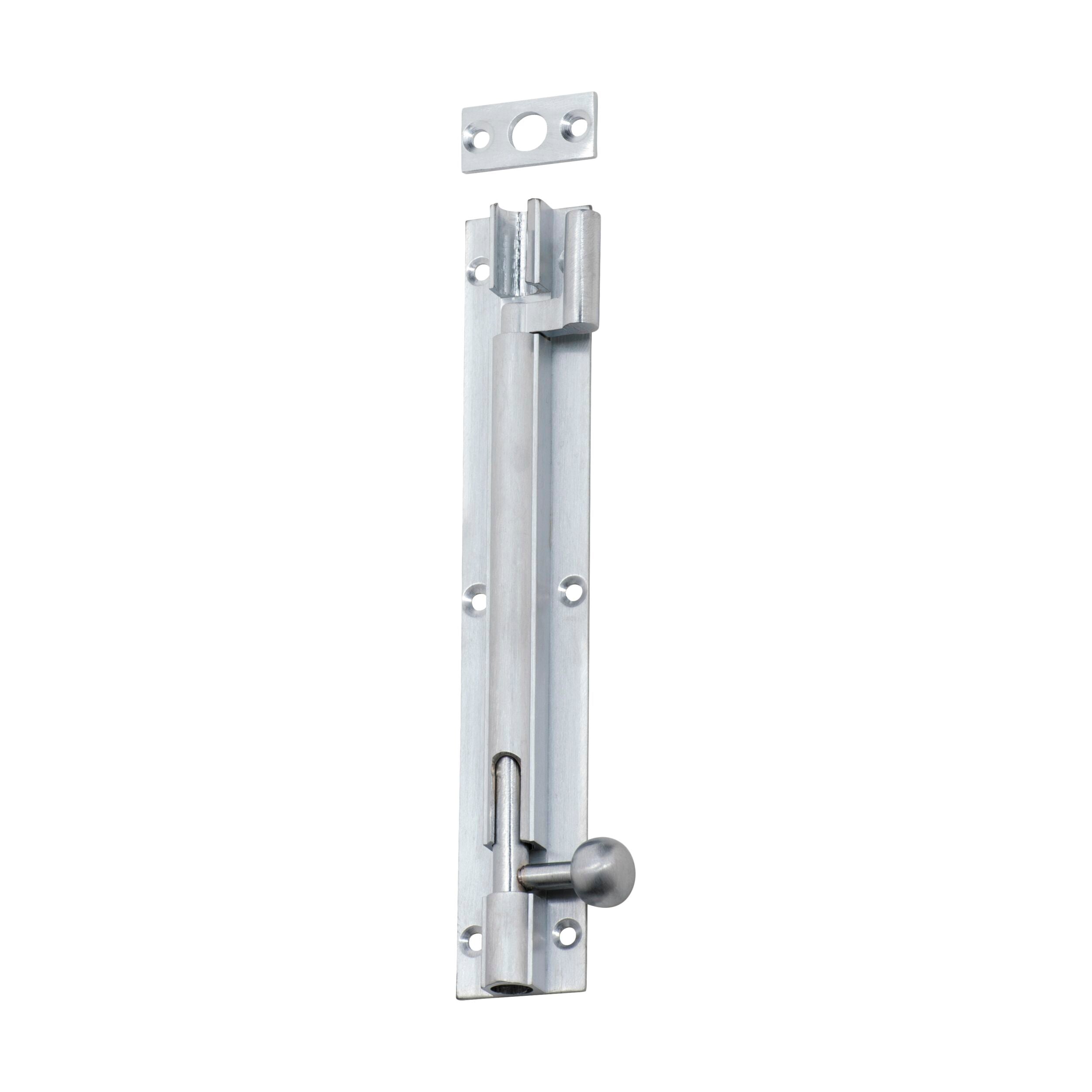 1349 Barrel Bolt Offset Satin Chrome L150xW25mm - Heavy Duty Door Latch for Cabinets, Gates & Furniture - Rust-Resistant Hardware for Home & Office Security