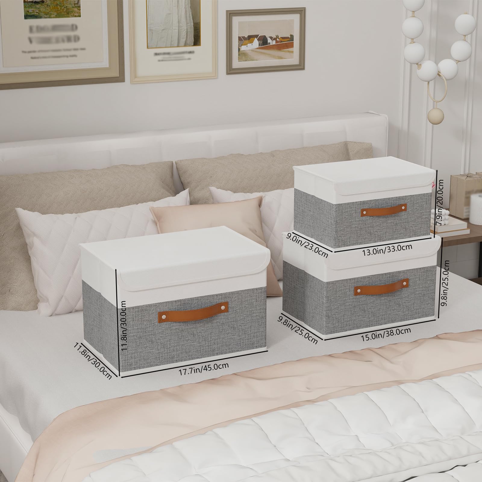 Yawinhe 3-Pack Foldable Storage Bins with Lids - 17.7