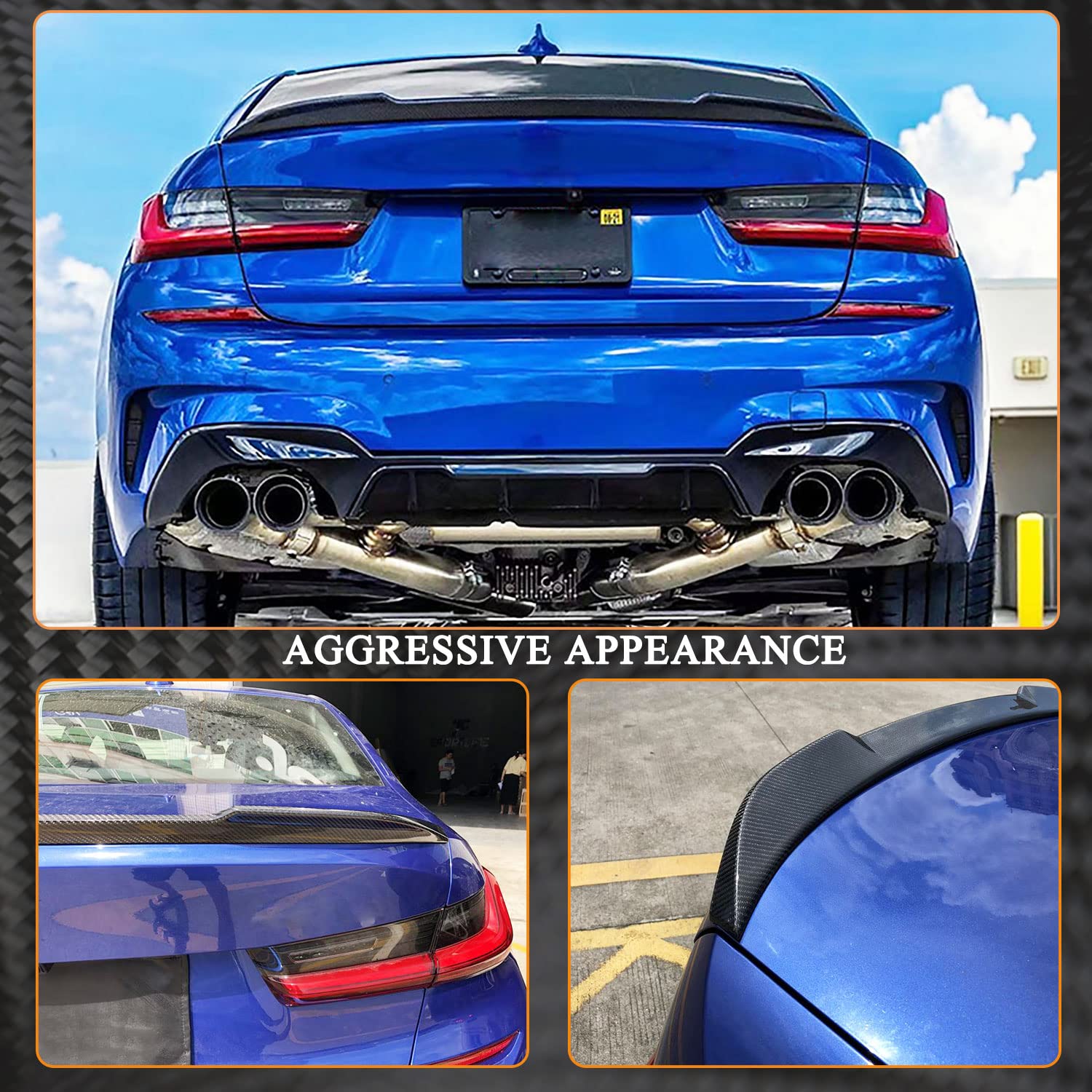 Carbon Fiber Trunk Spoiler for BMW 3 Series G20 G80 (2019-2024) | High Kick Rear Wing Lip | Fits 320i 330i 330e M340i 318d 320d 330d Models | Enhances Aerodynamics & Sporty Look for Sedans