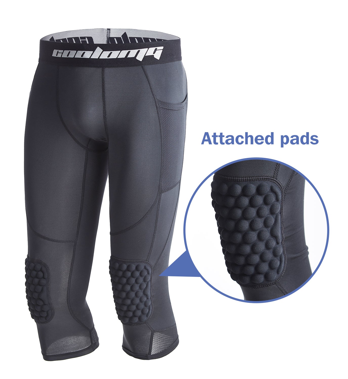 **CoolOMG Kids Basketball Leggings with Honeycomb Knee Pads – Youth 3/4 Compression Pants, Capri Tights with Side Pockets – Perfect for Training, Games & Outdoor Sports**