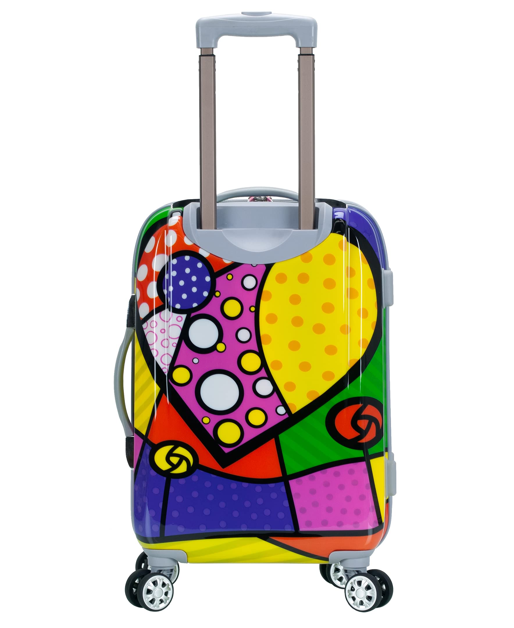 Rockland Departure Hardside Spinner Wheel Luggage Set - 2-Piece (20/28 Inch) Heart Design, Lightweight Durable Suitcase for Travel, Business Trips & Weekend Getaways