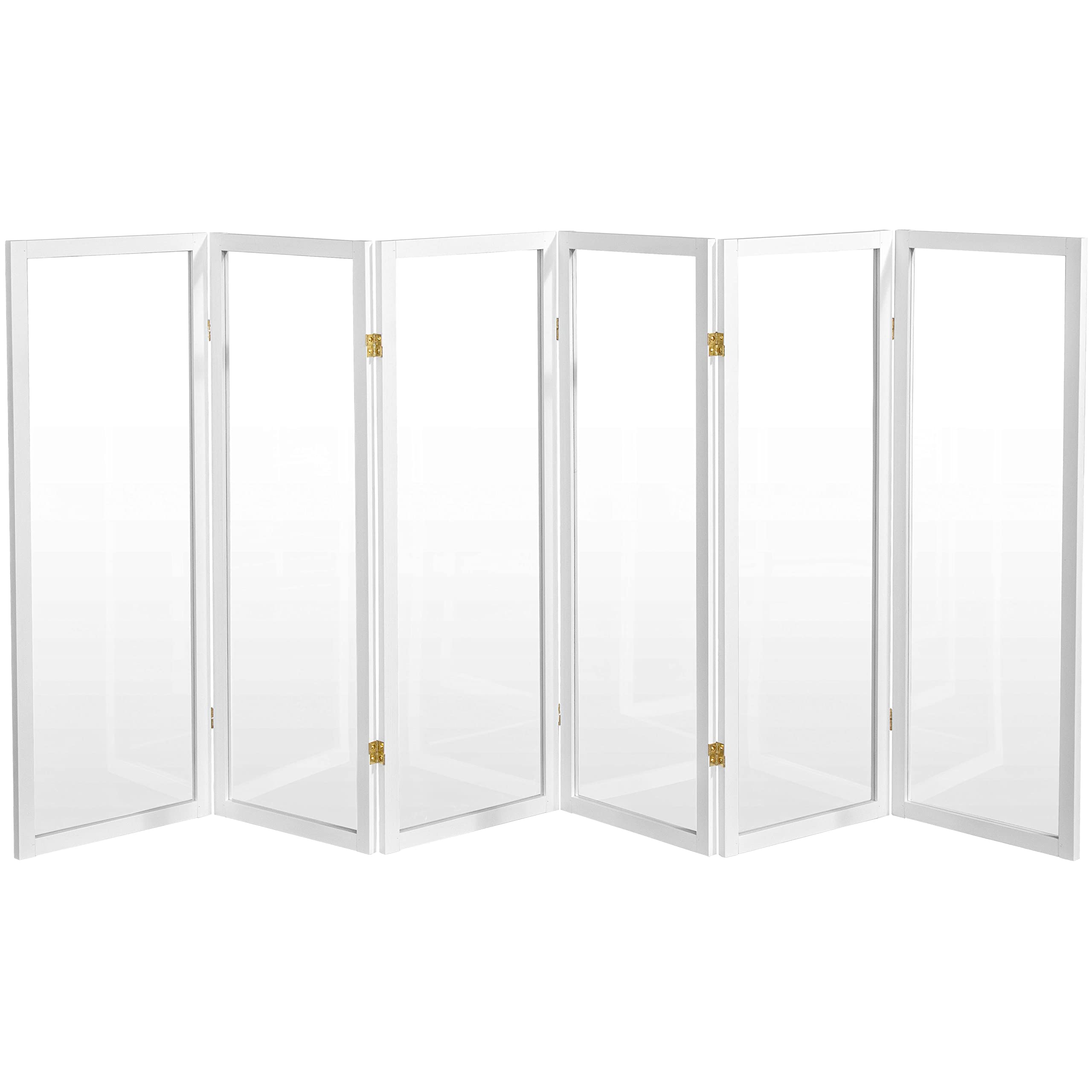 4 ft. Short Clear Plastic Partition White 6 Panel - Office Desk Divider, Social Distancing Screen for Schools, Restaurants & Retail Stores