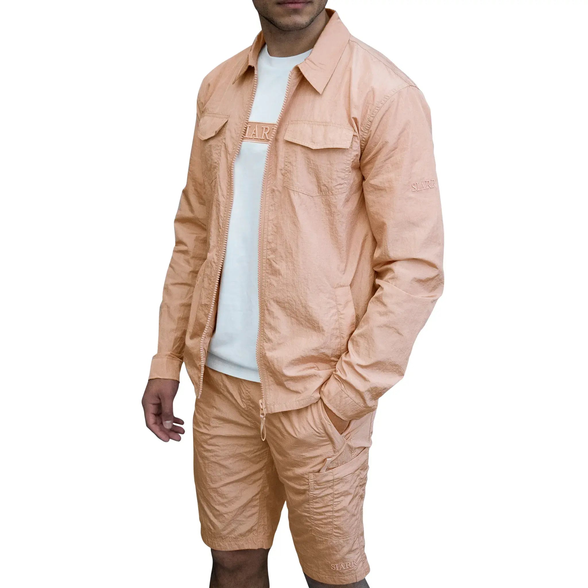 SIARR Crinkle Pink Overshirt for Women - Stylish Lightweight Jacket for Spring & Fall Fashion | Perfect for Casual Outings, Date Nights & Office Wear