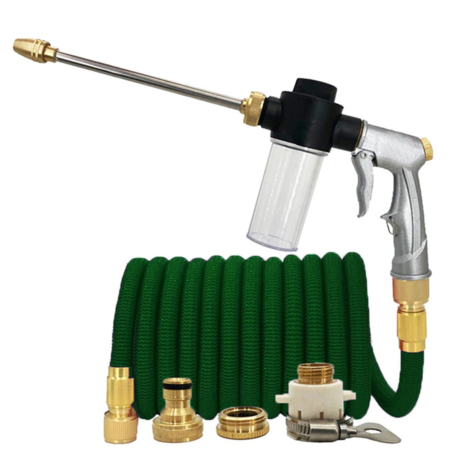 Expandable Garden Hose Set with High Pressure Spray Nozzle - Durable, Flexible Water Hose for Gardening, Car Washing, Yard & Outdoor Use - Perfect for Lawn Care, Plant Watering, and Home Cleaning