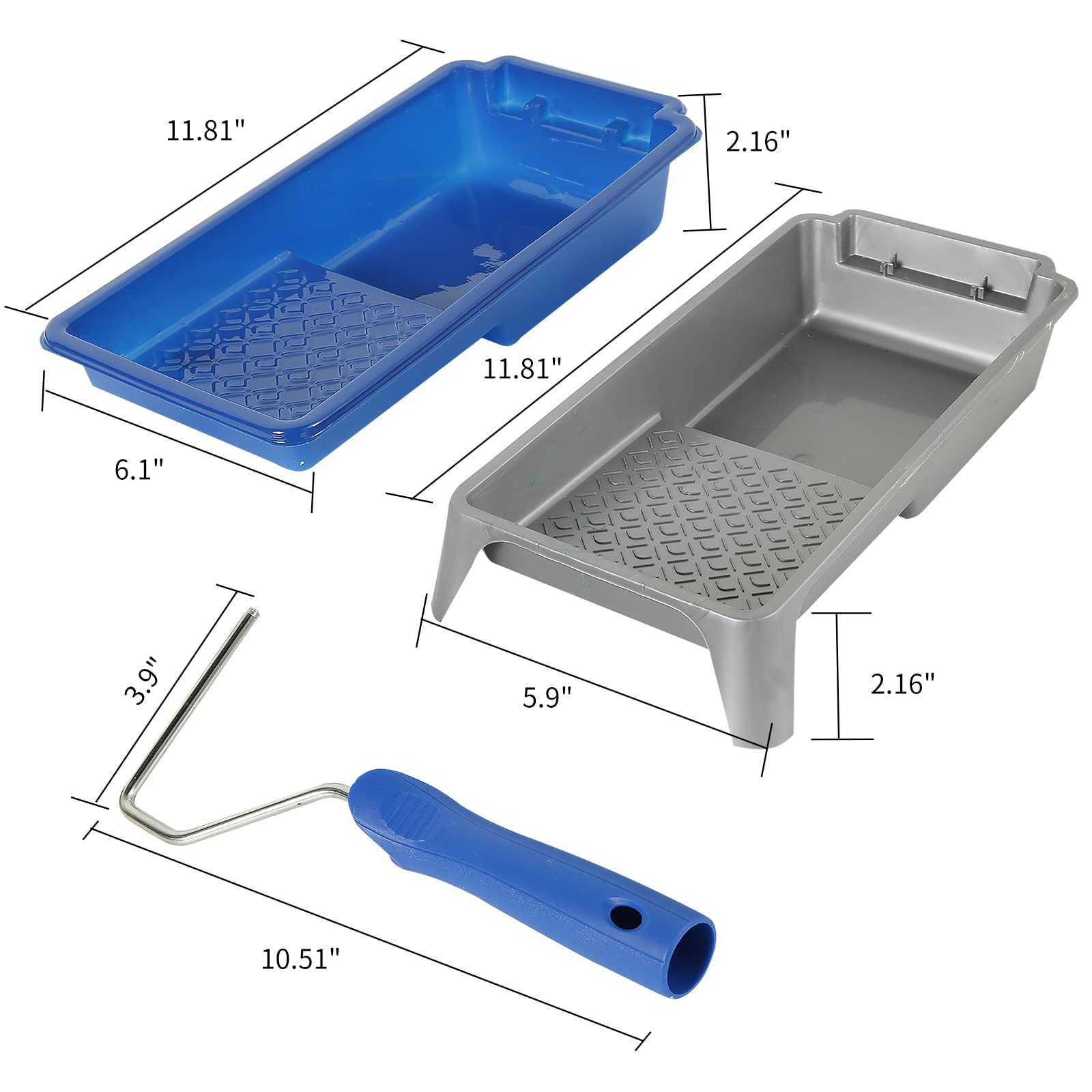 4 Inch Paint Tray Set with 10 Disposable Liners, 1 Roller Frame & 10 Foam Paint Rollers - Perfect for Home DIY Projects, Wall Painting & Craft Work