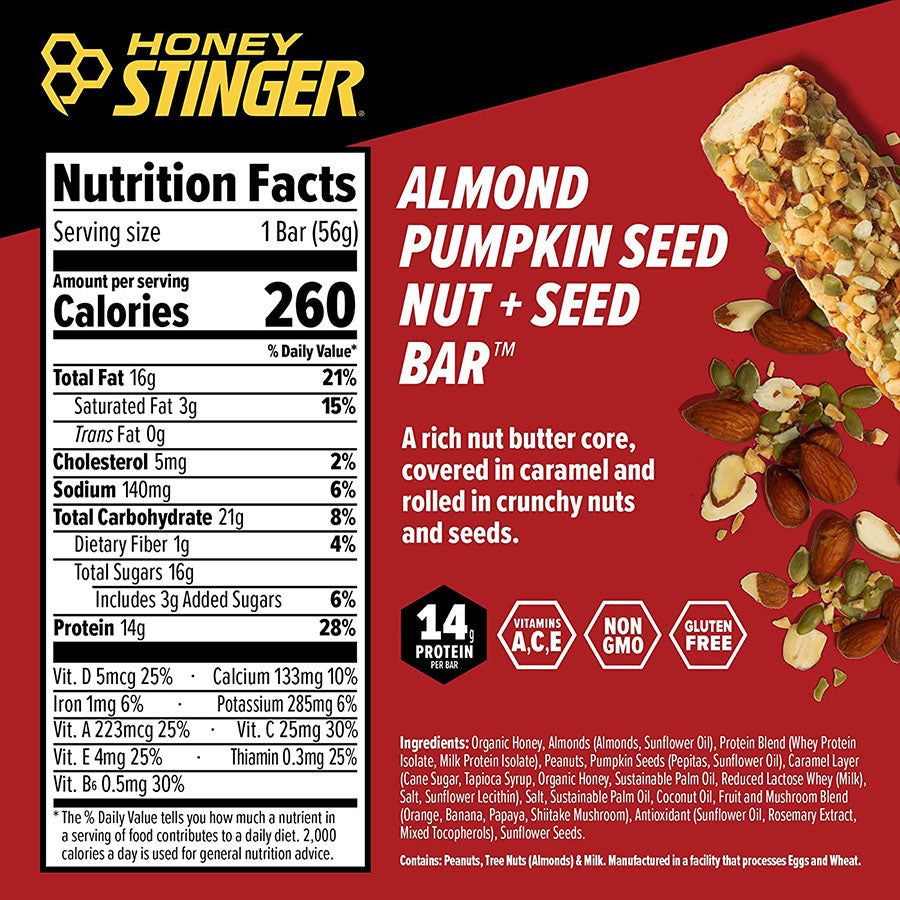 Healthy Almond Pumpkin Seed Nut & Seed Bar - Organic, Gluten-Free, Vegan Snack for Energy & Weight Loss - Perfect for Hiking, Workouts & On-the-Go Nutrition