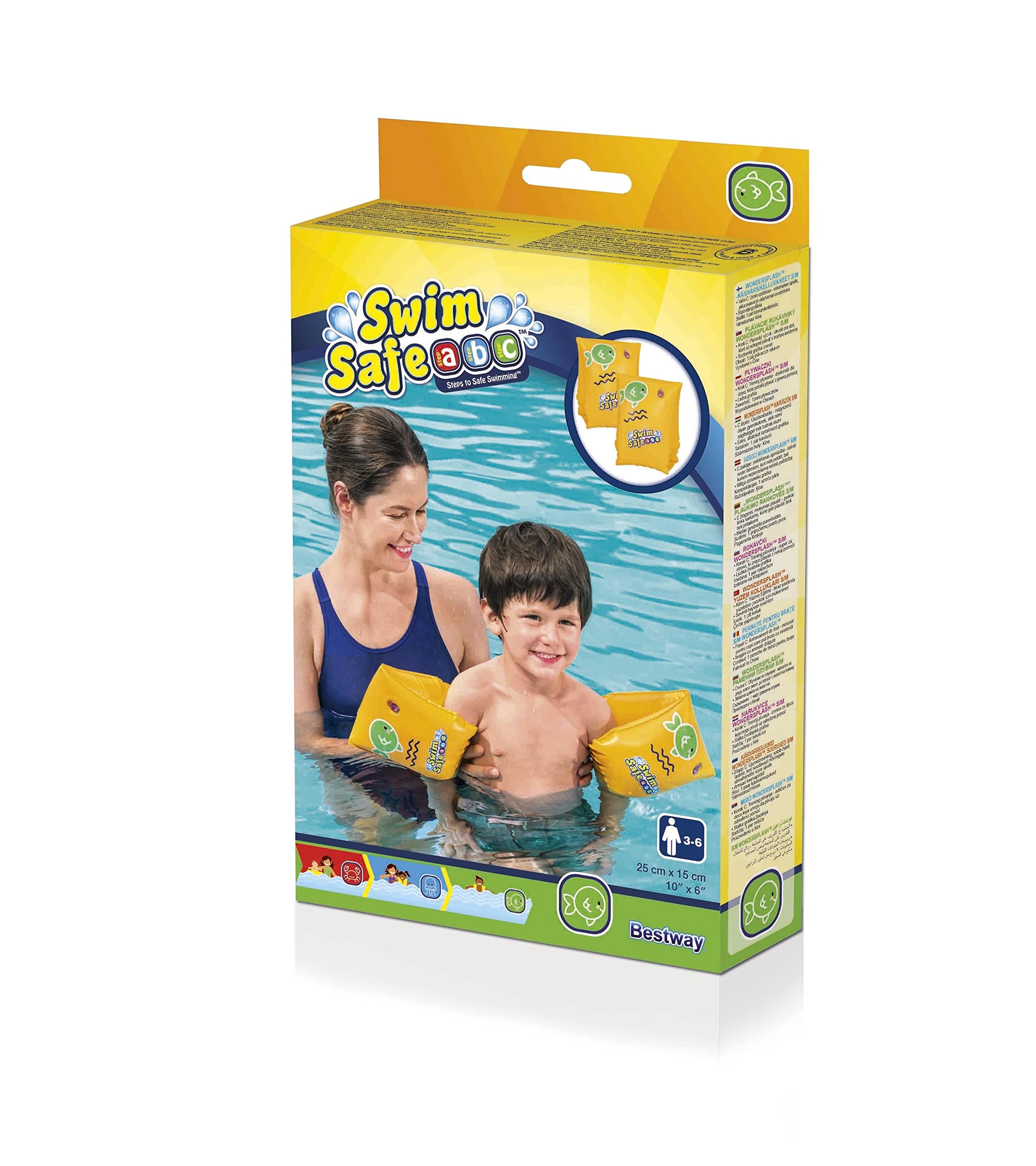 Swim Safe Step C Inflatable Arm Bands for Kids - Adjustable Floaties for Swimming Lessons, Pool Safety & Water Play