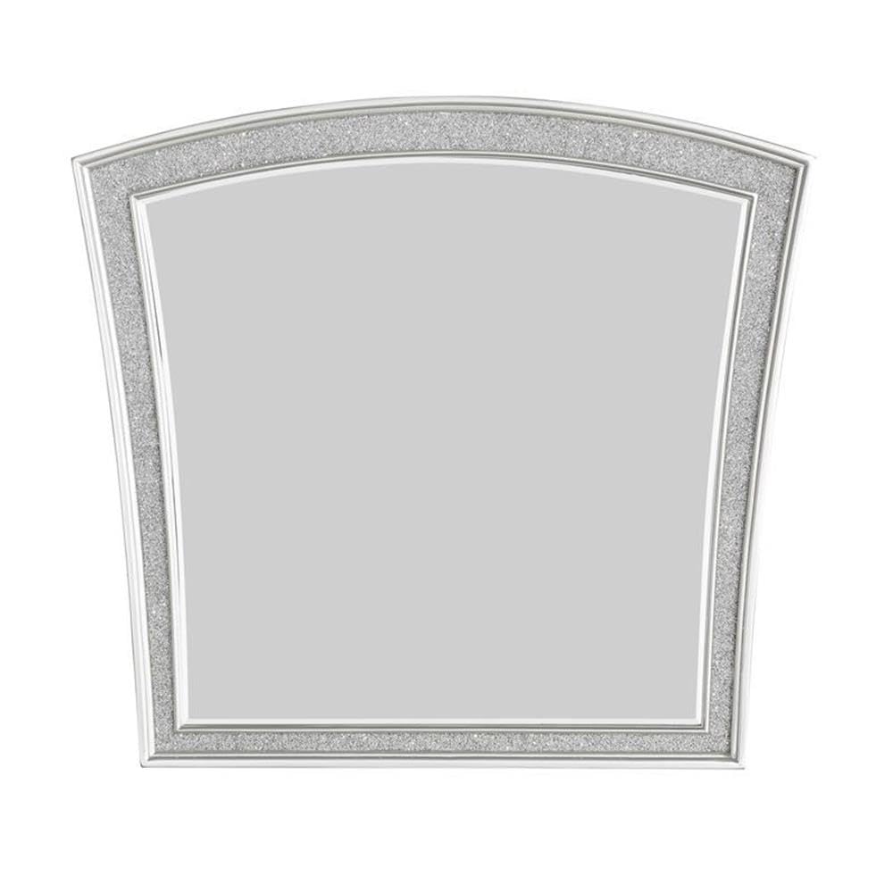 Acme Maverick White Platinum Wooden Mirror - Elegant Wall Decor for Living Room, Bedroom & Bathroom