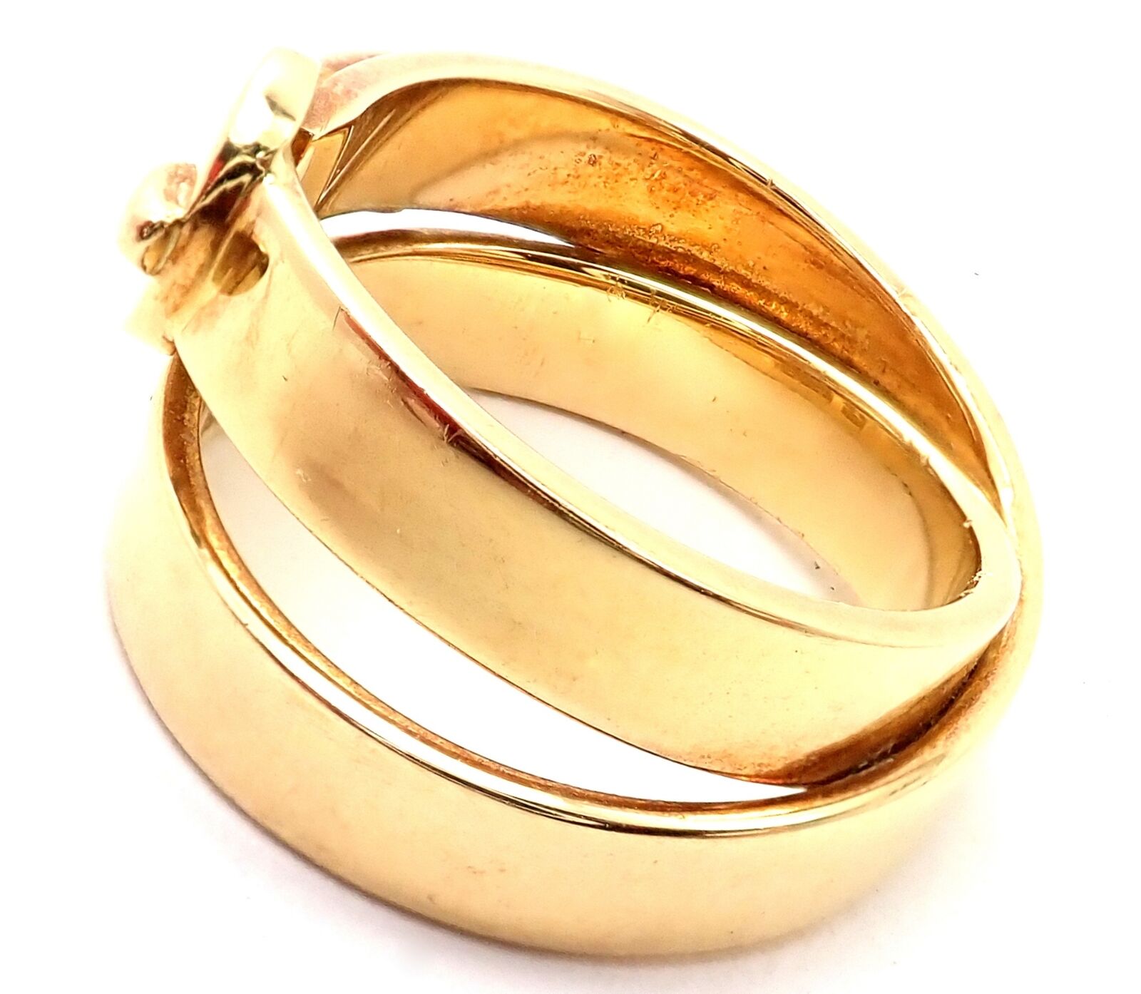 Authentic Hermes 18K Yellow Gold Buckle Double Row Band Ring for Women - Luxury Fashion Jewelry Gift for Birthday, Anniversary & Special Occasions