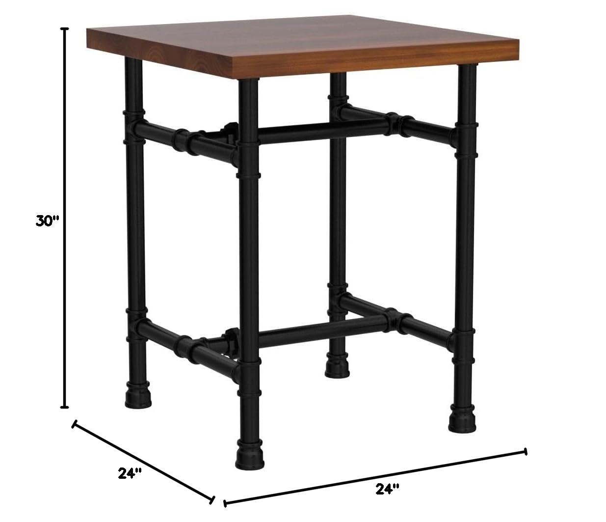 24 Inch Industrial Rustic Iron Pipe Entry Table - Rustic End Table, Coffee Table & Side Table with Metal Legs for Living Room, Dining Room & Bar | Perfect for Home Decor & Small Space Furniture