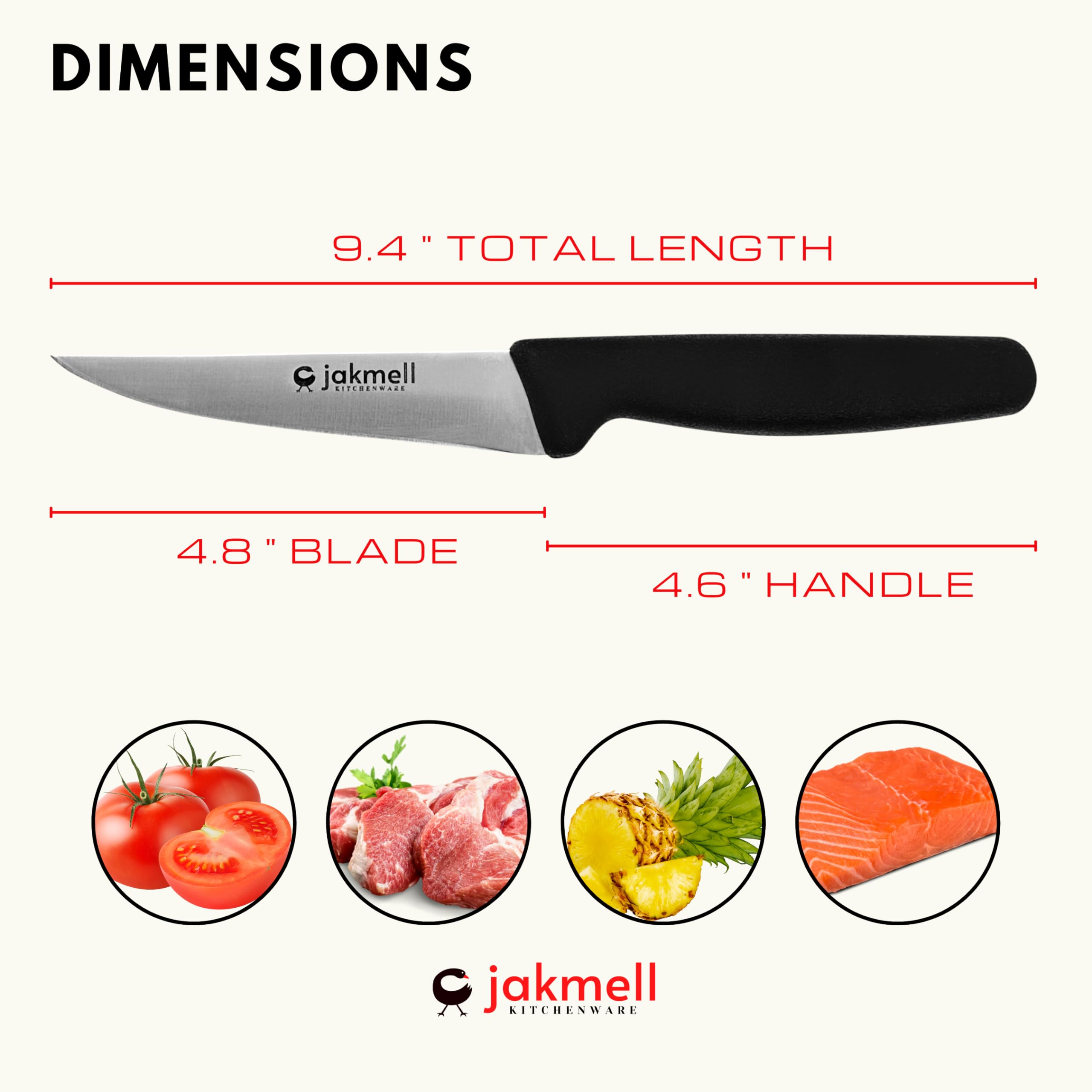5-Inch Stainless Steel Utility Kitchen Knife with Ergonomic Handle - All-Purpose Chef Knife for Slicing Meat, Chopping Vegetables & Food Prep - Perfect for Home Cooking, Camping & Professional Kitchens