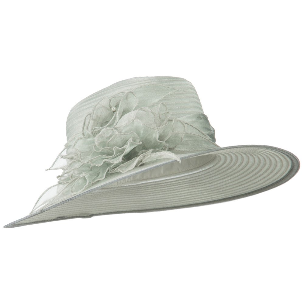 Jeanne Simmons Women's 3 Flowers Pearl Embellished Organza Hat - Elegant Church Wedding Bridal Party Accessory