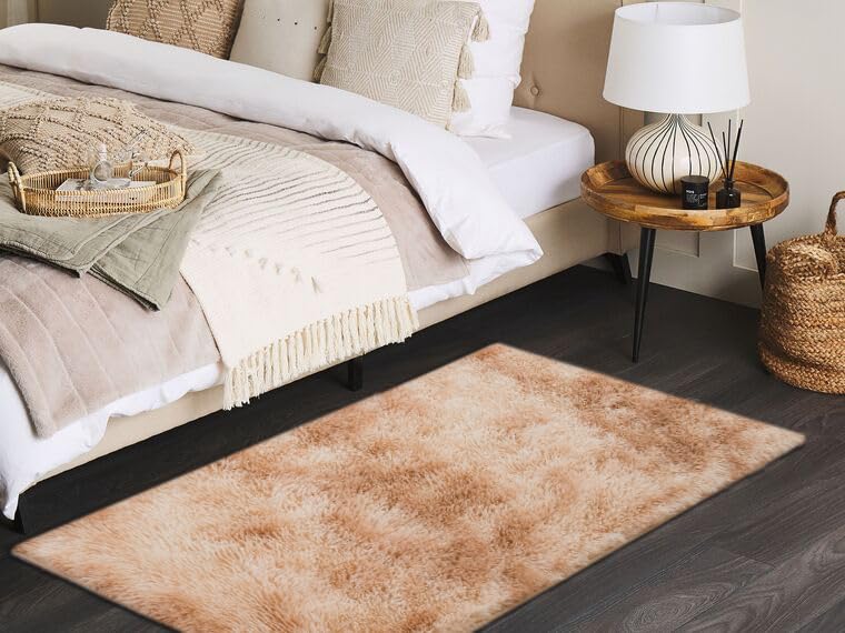 Soft Fluffy Washable Tie-Dye Khaki Area Rug 80x160cm - Plush Living Room Carpet & Bedroom Floor Mat for Cozy Home Decor, Kids Play Area & Yoga Space
