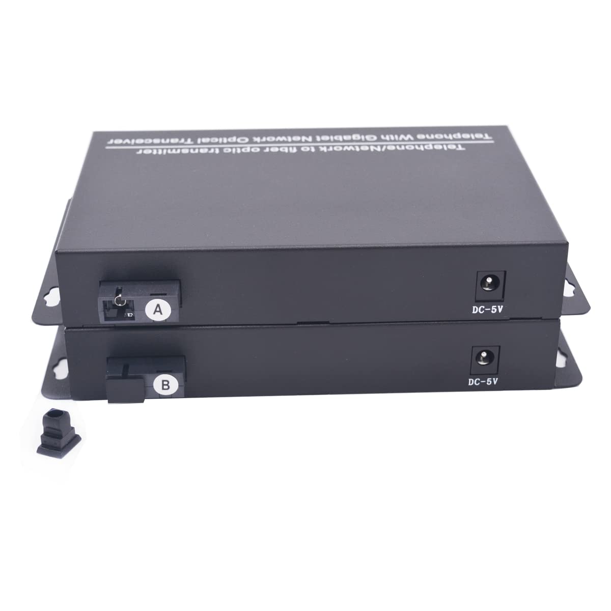 2 Port POTS RJ11 Telephone & 2 Gigabit Ethernet Fiber Optic Converter Extender Kit - 20Km Singlemode/500m Multimode - PCM Voice Over Fiber for Business VoIP & Security Systems