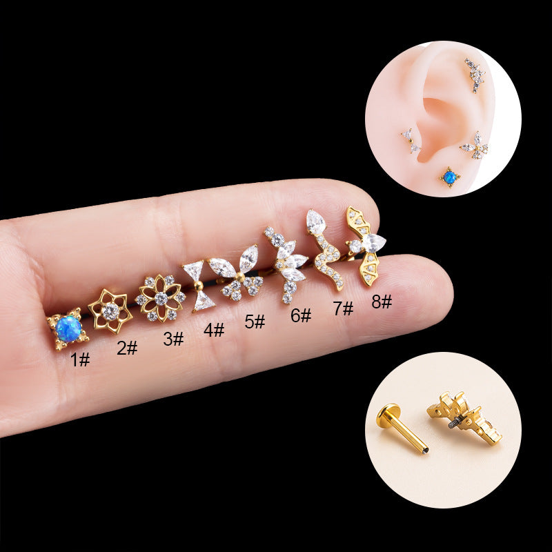 16G Cartilage Titanium Earrings - Dainty Ribbon & Floral Design Conch Earrings for Women | Perfect for Piercing Healing, Everyday Wear & Special Occasions | HSPJ539