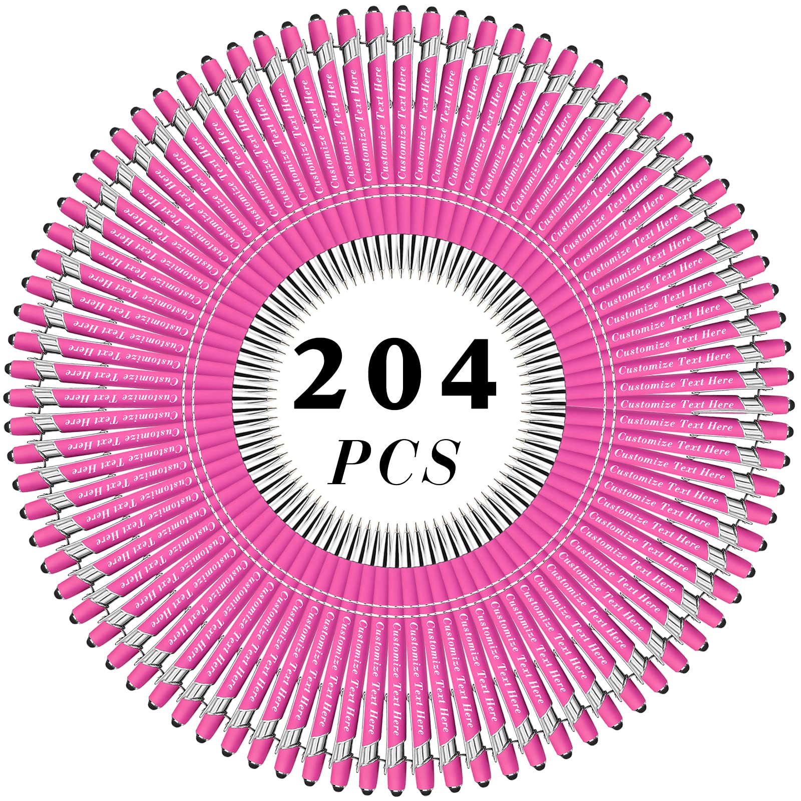 50-500 Pcs Custom Engraved Ballpoint Pens Bulk with Stylus Tip - Personalized Name/Message/Logo, Medium Point Black Ink - Perfect for Wedding Favors, Graduation Gifts, Birthday Presents & Corporate Promotions