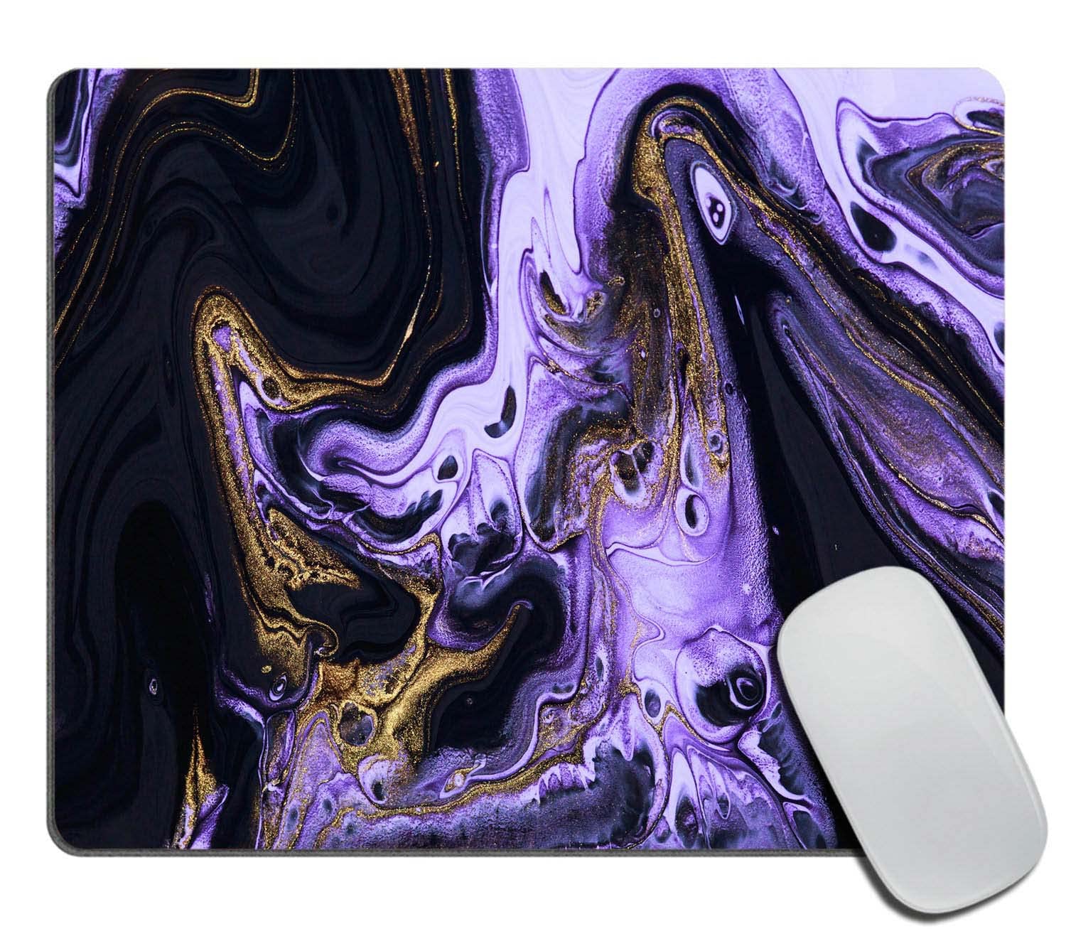 Premium Black Purple Gold Marble Mouse Pad - Non-Slip Rubber Base Gaming & Office Mouse Mat (9.5