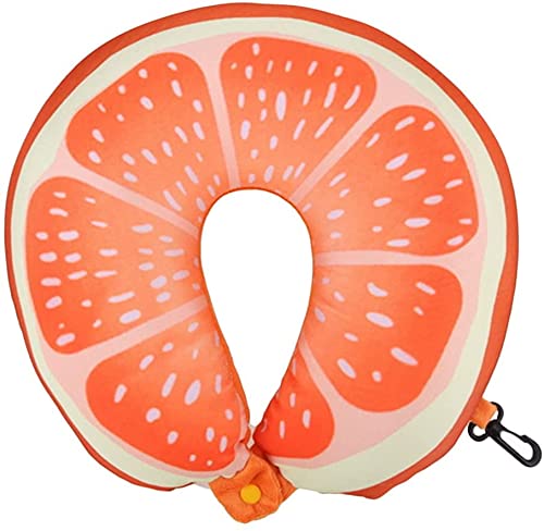 Roktry U-Shaped Travel Neck Pillow - Comfortable Watermelon, Lemon, Kiwi & Orange Fruit Design for Airplane, Car & Train Trips - Perfect for Long Flights, Road Trips & Commuting