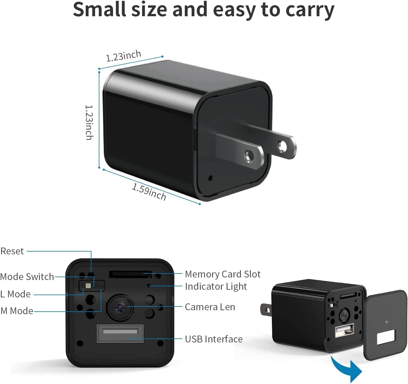 1080P Hidden Spy Camera with Motion Detection - No Audio Video Recording - Mini Covert Nanny Cam for Home Security - Includes 32GB Micro SD Card - Perfect for Indoor Monitoring, Baby Watching & Office Surveillance