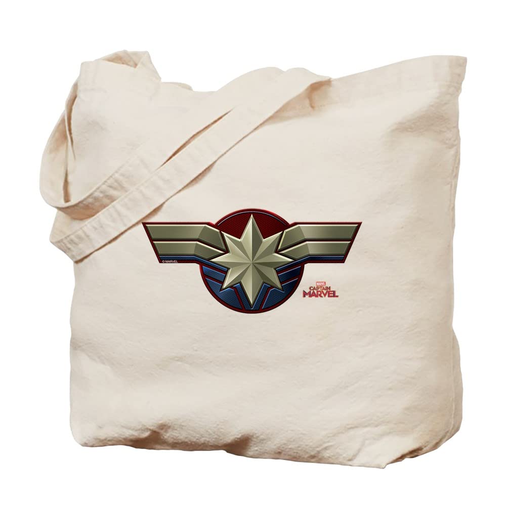 Captain Marvel Tote Bag - Natural Canvas Reusable Shopping Bag for Groceries, Beach & Comic Con | Eco-Friendly Superhero Gift for Women & Fans