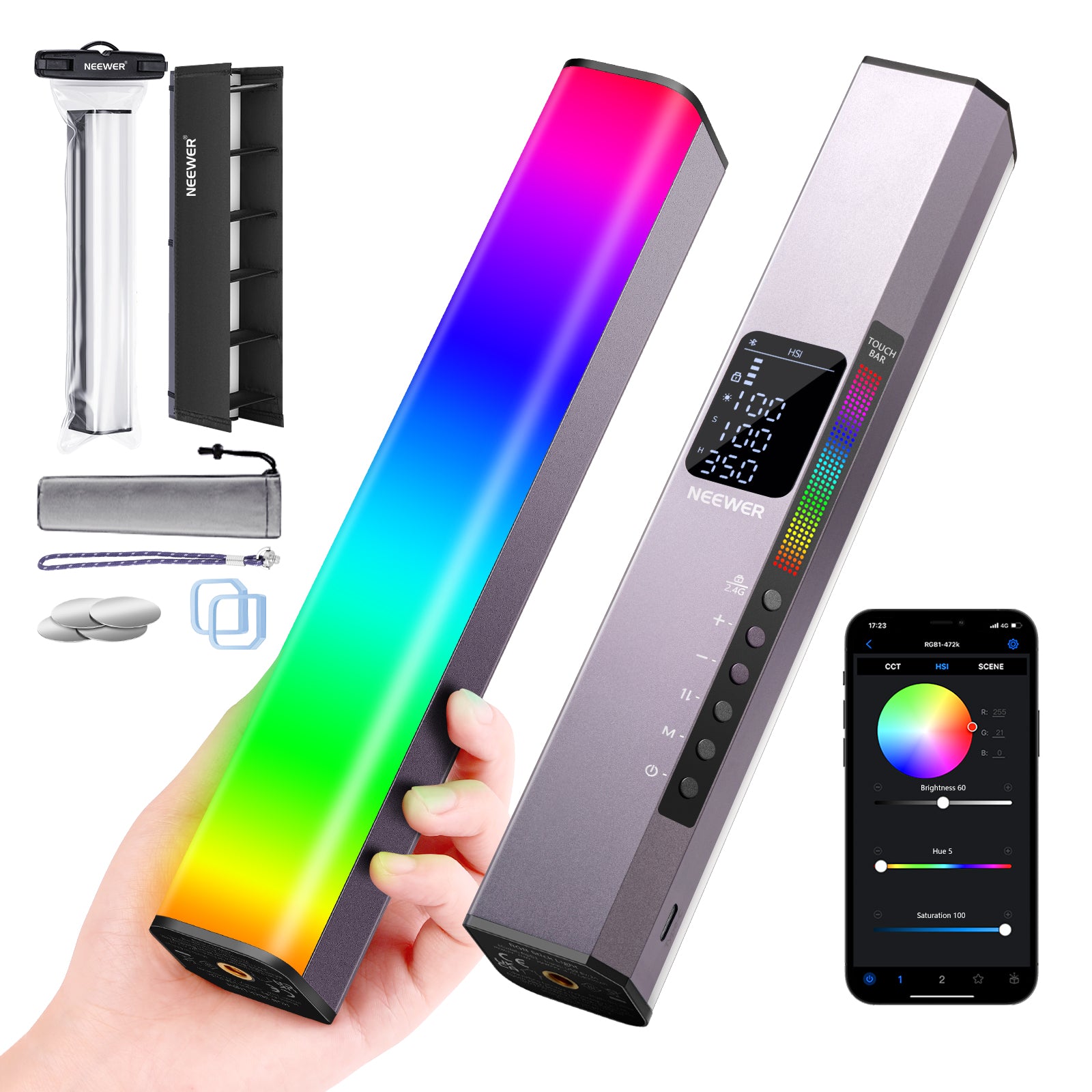 NEEWER RGB1 Magnetic Handheld Light Stick - Portable LED Video Light for Photography, Vlogging & Content Creation - Perfect for YouTube, TikTok & Live Streaming