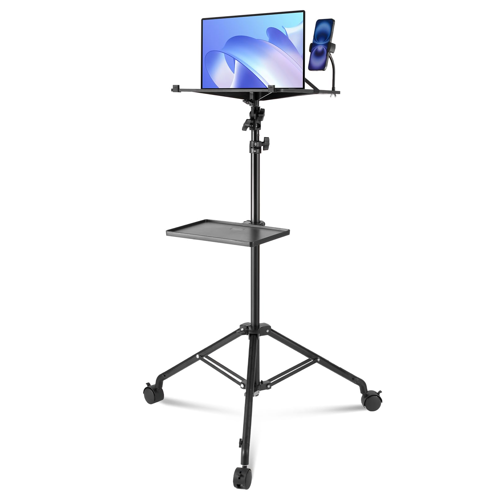 VEVOR Adjustable Projector Stand with Wheels & 2 Trays - 31.3