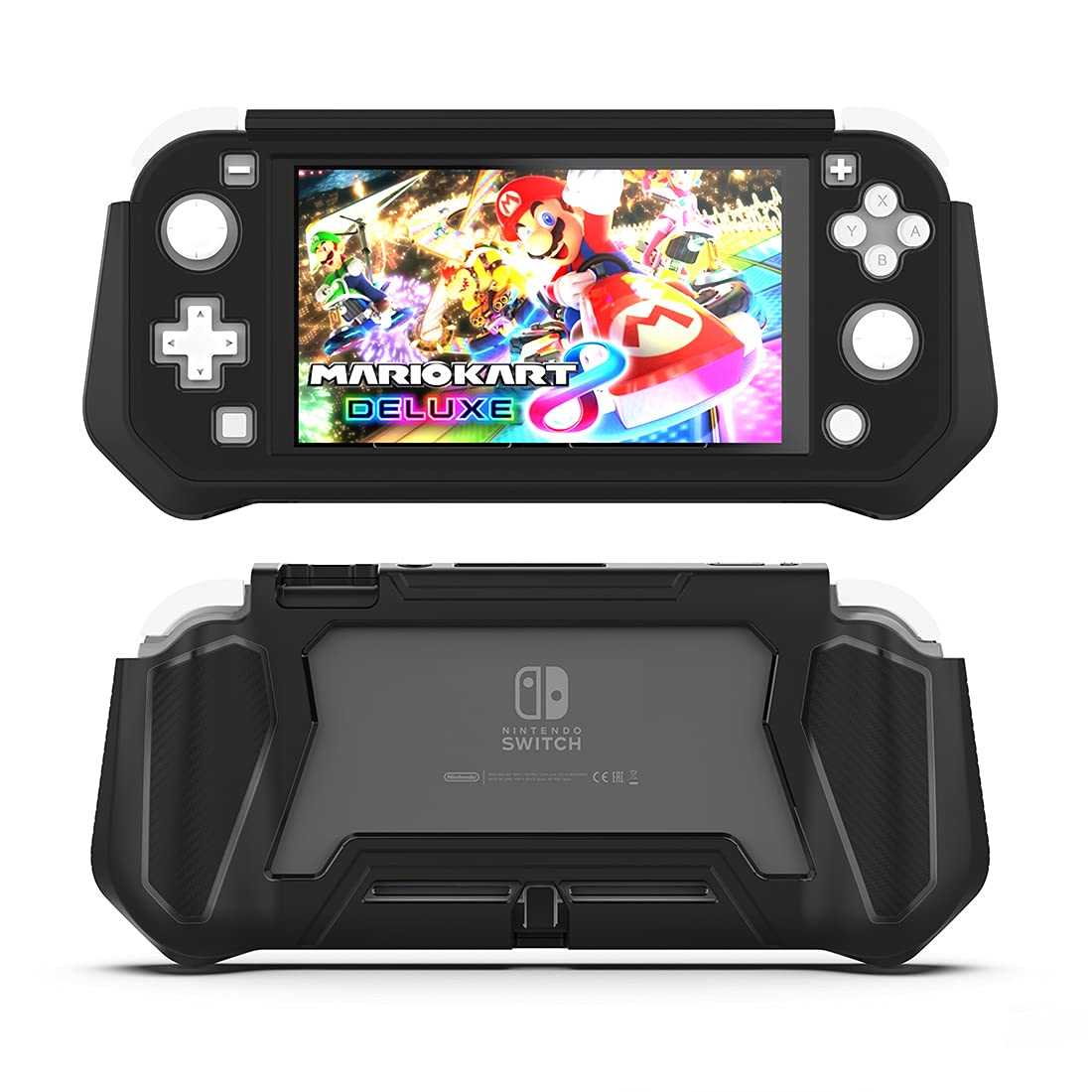 Nintendo Switch Lite Protective Case with Detachable Screen Protector & Hand Grip - Shockproof Cover Compatible with Switch Lite 2019 (Black) - Perfect for Gaming, Travel, and Everyday Protection