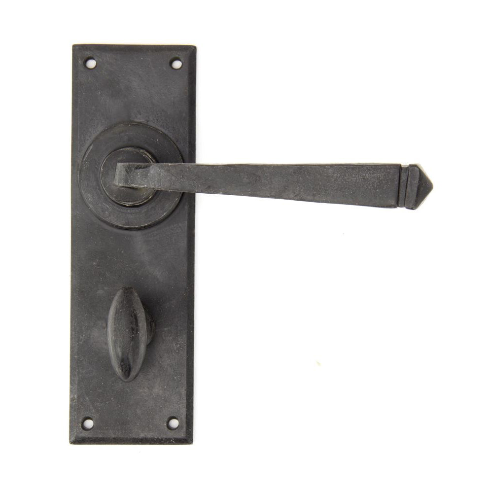 Black Beeswax Avon Exterior Door Lever Handles with Bathroom Privacy Lock - Durable Brass Hardware for Home Entry Doors, Bathrooms & Bedrooms