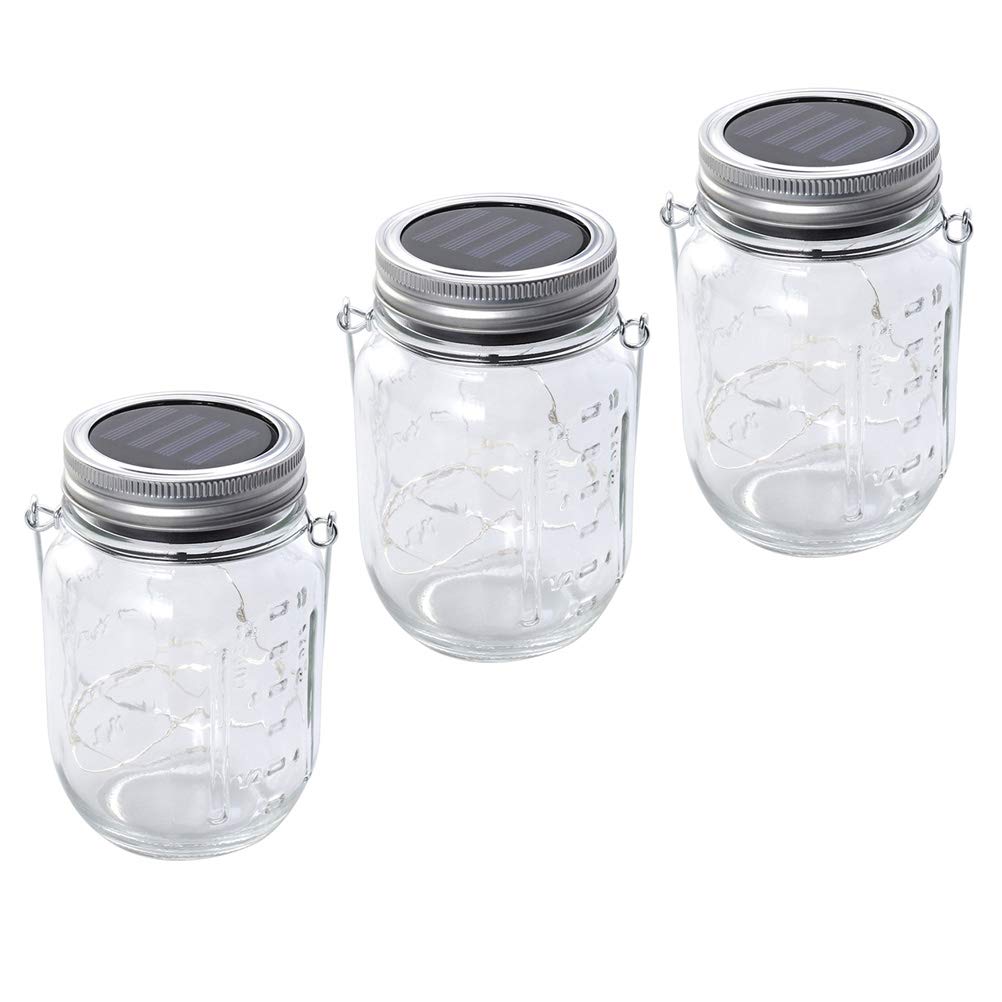 OSALADI 3-Pack Solar Mason Jar Lights - Waterproof Outdoor Solar Lanterns for Garden, Patio, Pathway & Yard Decor - Perfect for Romantic Nights, Wedding Decor & Backyard Ambience