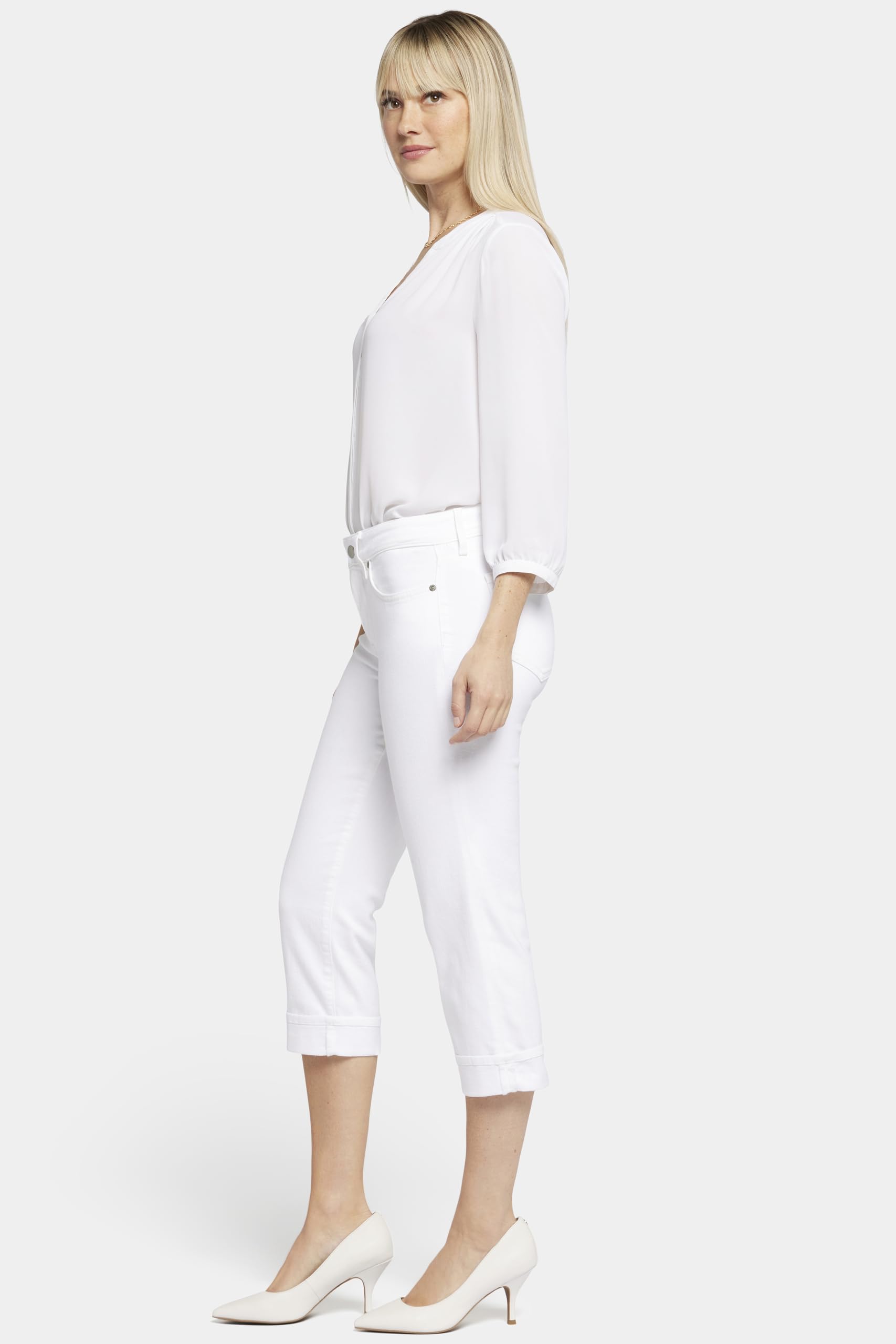 NYDJ Women's Marilyn Straight Crop Cuff Jeans - Slimming High Waist Ankle Jeans for Petite & Regular Sizes | Perfect for Work, Casual Outfits & Date Nights