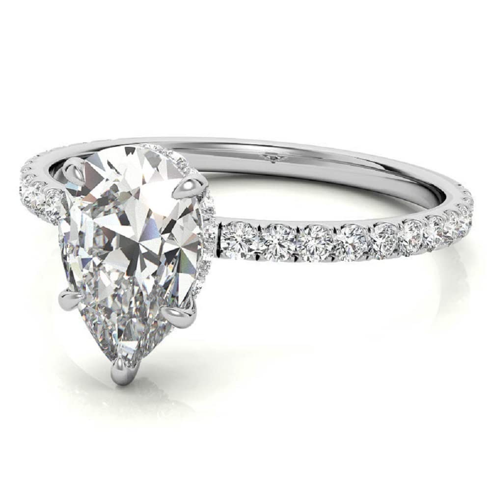 3 CT Pear Moissanite Engagement Ring - Vintage Wedding Eternity Band with 4-Prong Solitaire Setting in Sterling Silver - Perfect Anniversary, Promise Ring & Romantic Gift for Her - Ideal for Proposals, Weddings & Special Occasions