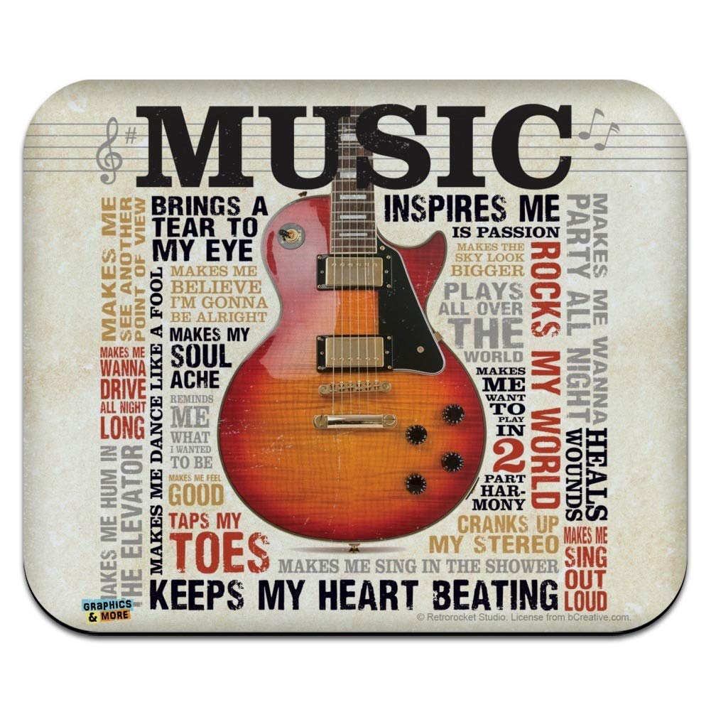 Low Profile Thin Guitar Mouse Pad - Music Inspired Design for Gamers & Office Use - Perfect for PC, Laptop & Desktop Setup