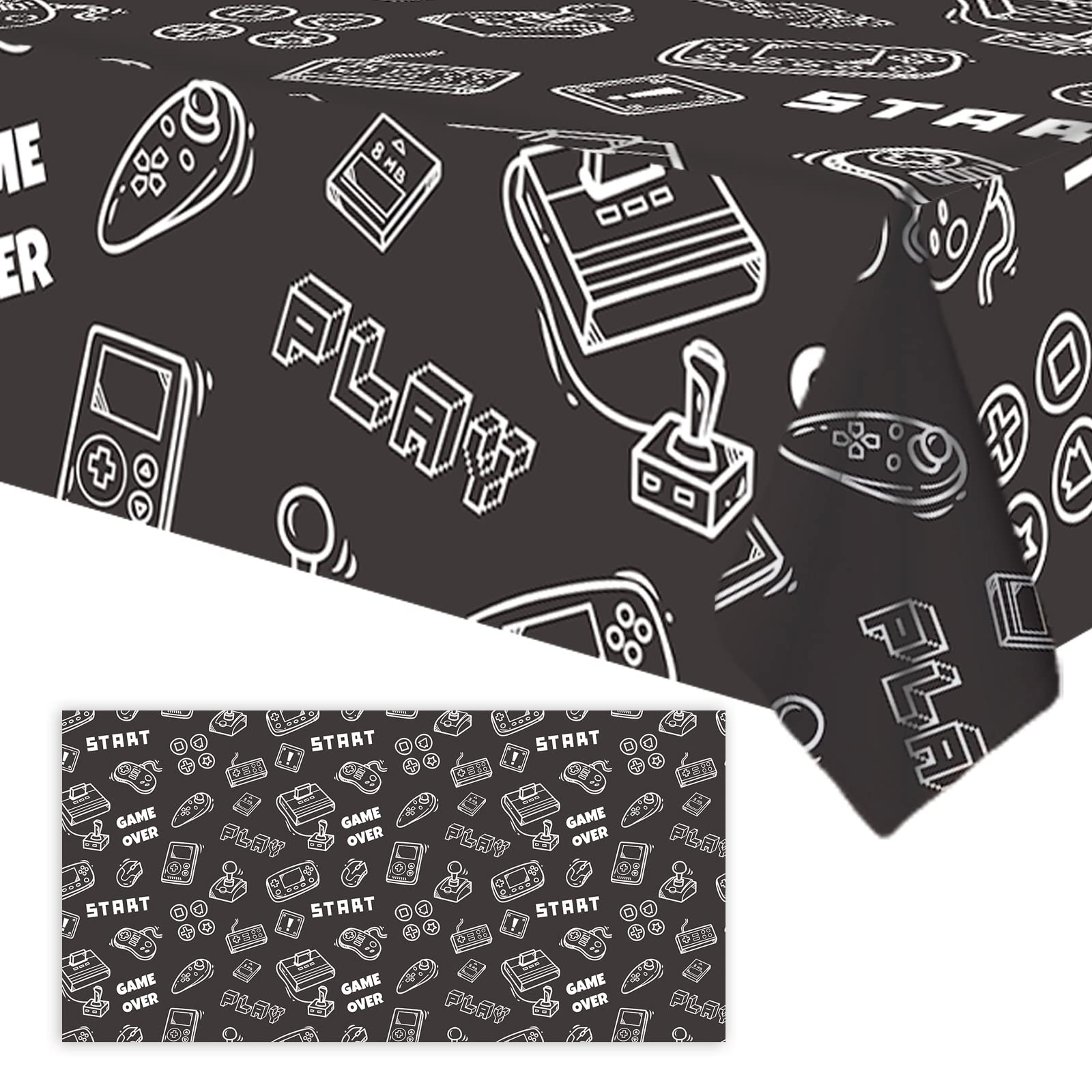 Game Theme Plastic Tablecloth - Happy Birthday Party Decorations for Kids & Adults - Waterproof Picnic Camping Table Cover - Perfect for Birthday Parties, Themed Events, Outdoor Gatherings & Family Celebrations
